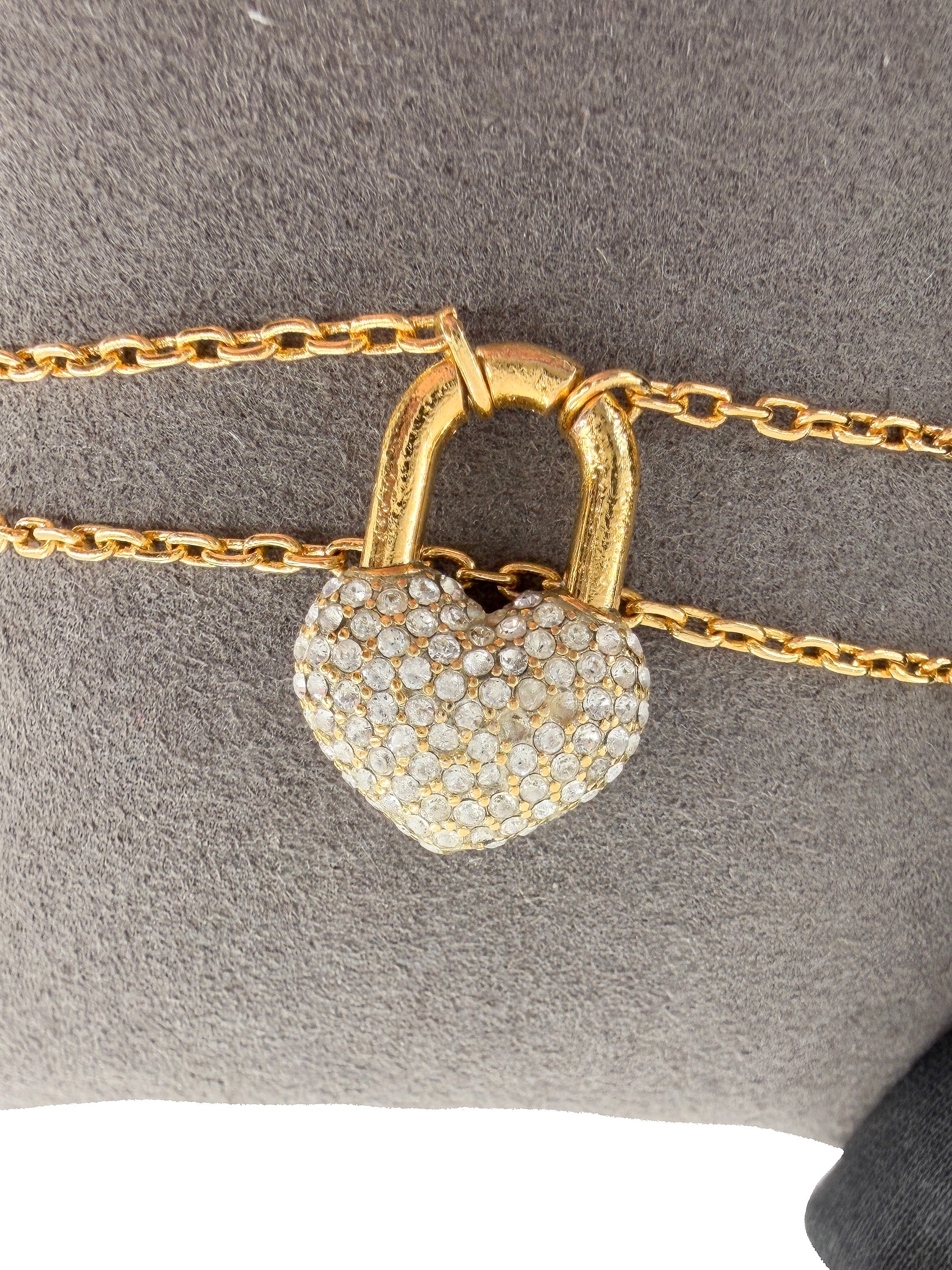 Louis Vuitton gold tone crazy in lock heart bracelet VA1117