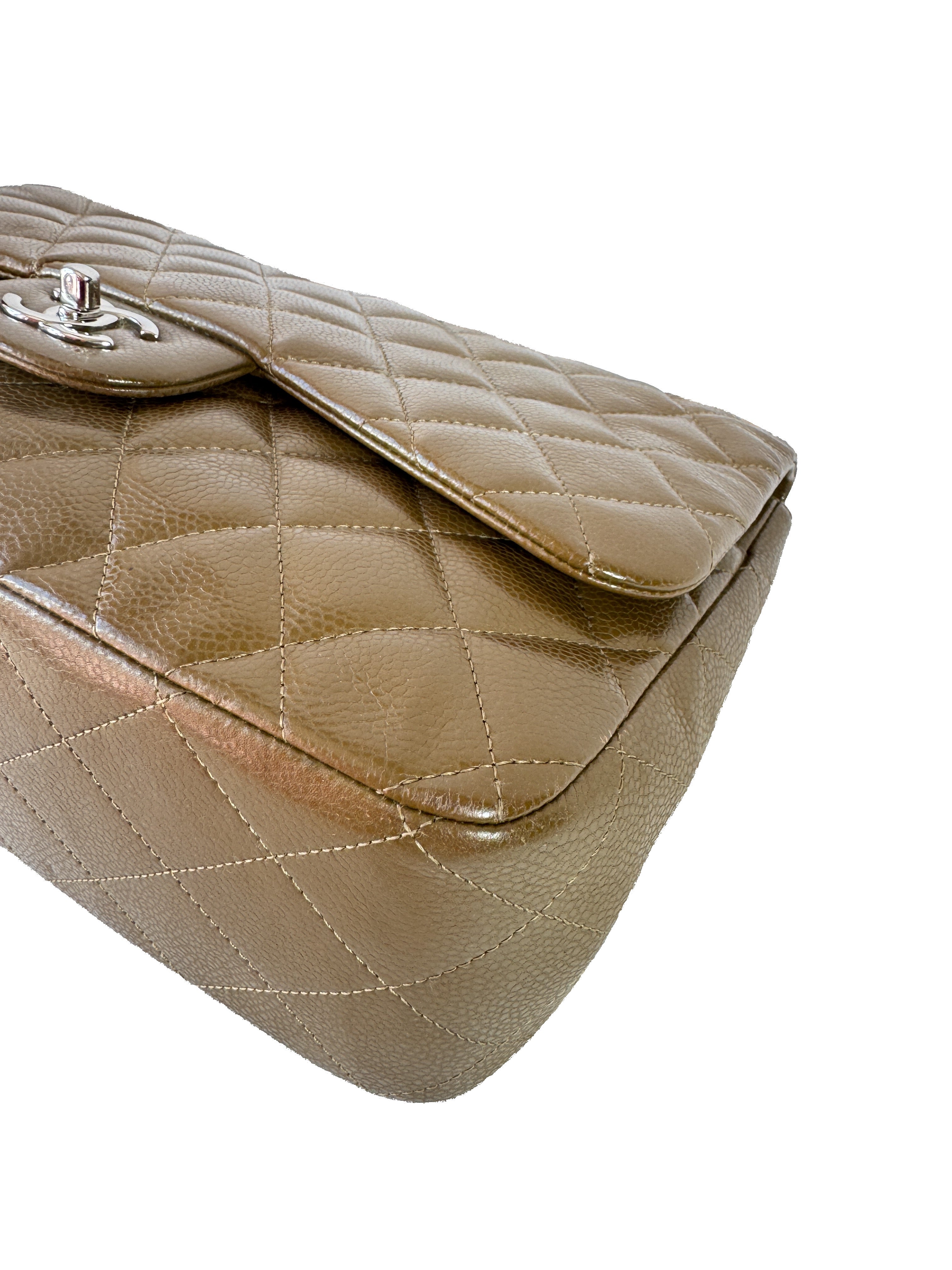 Chanel brown Caviar leather jumbo double flap 15146479