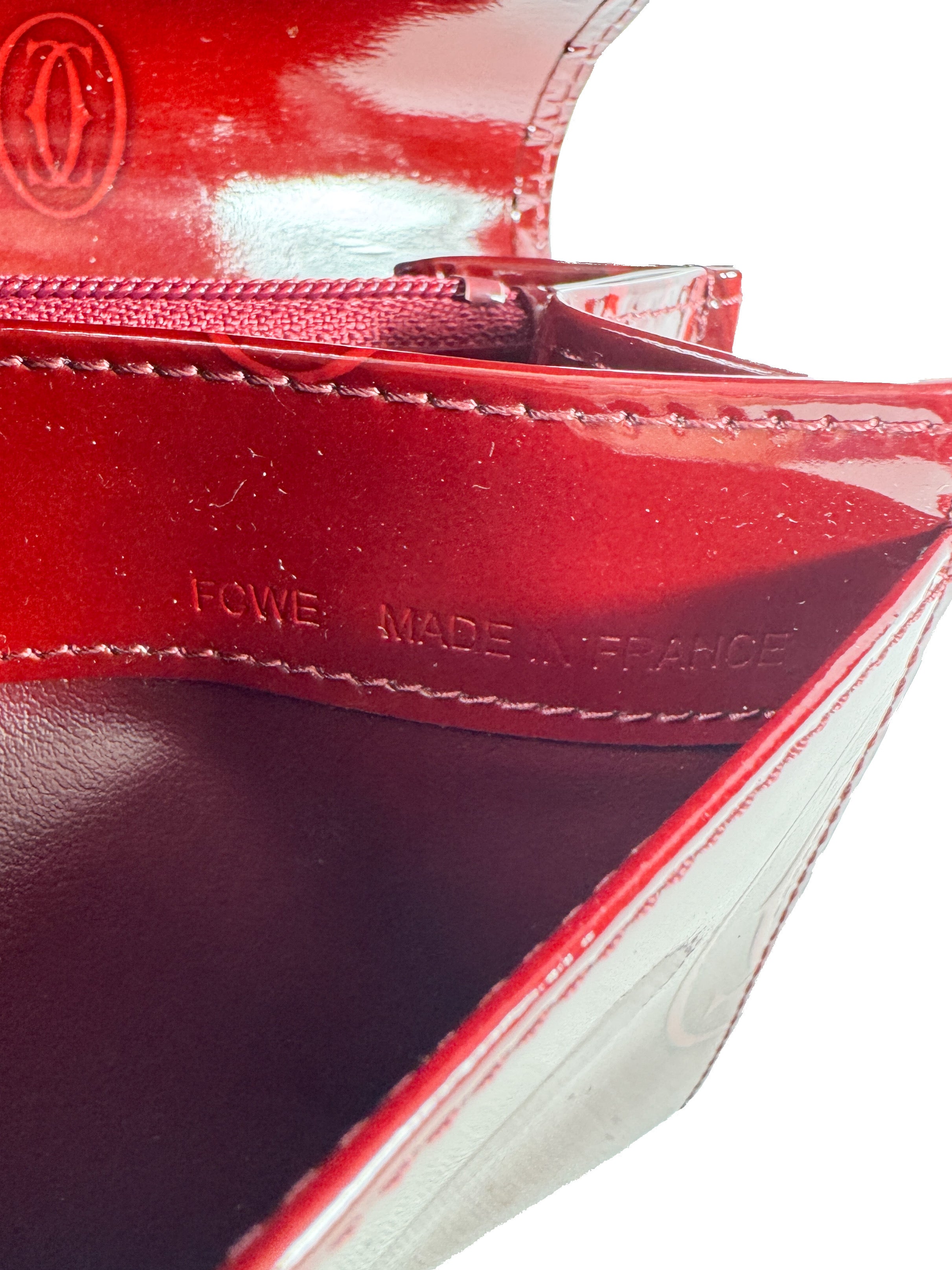 Cartier red patent leather Happy Birthday wallet FCWE