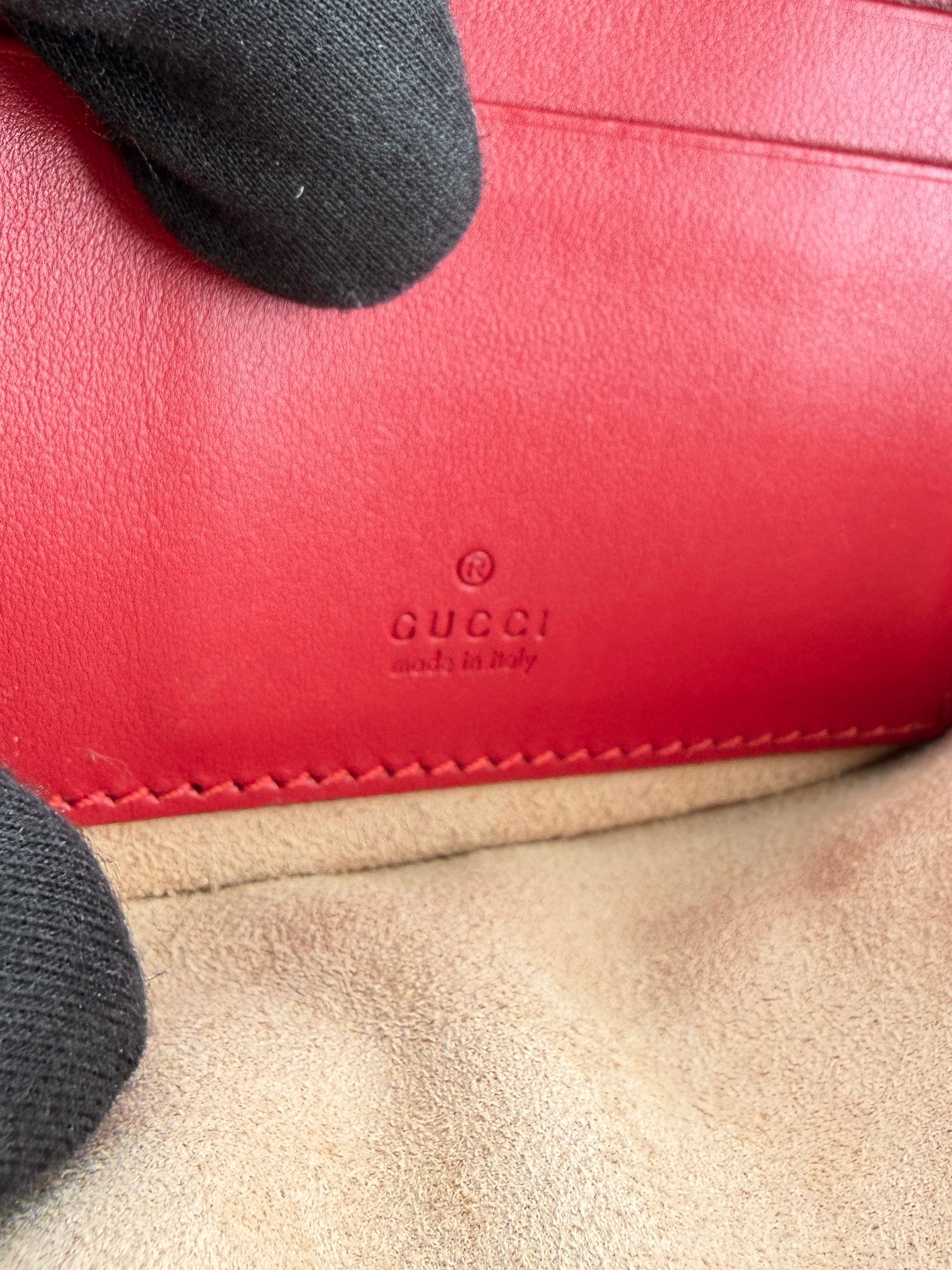 Gucci red Marmont GG wristlet 575164-584046