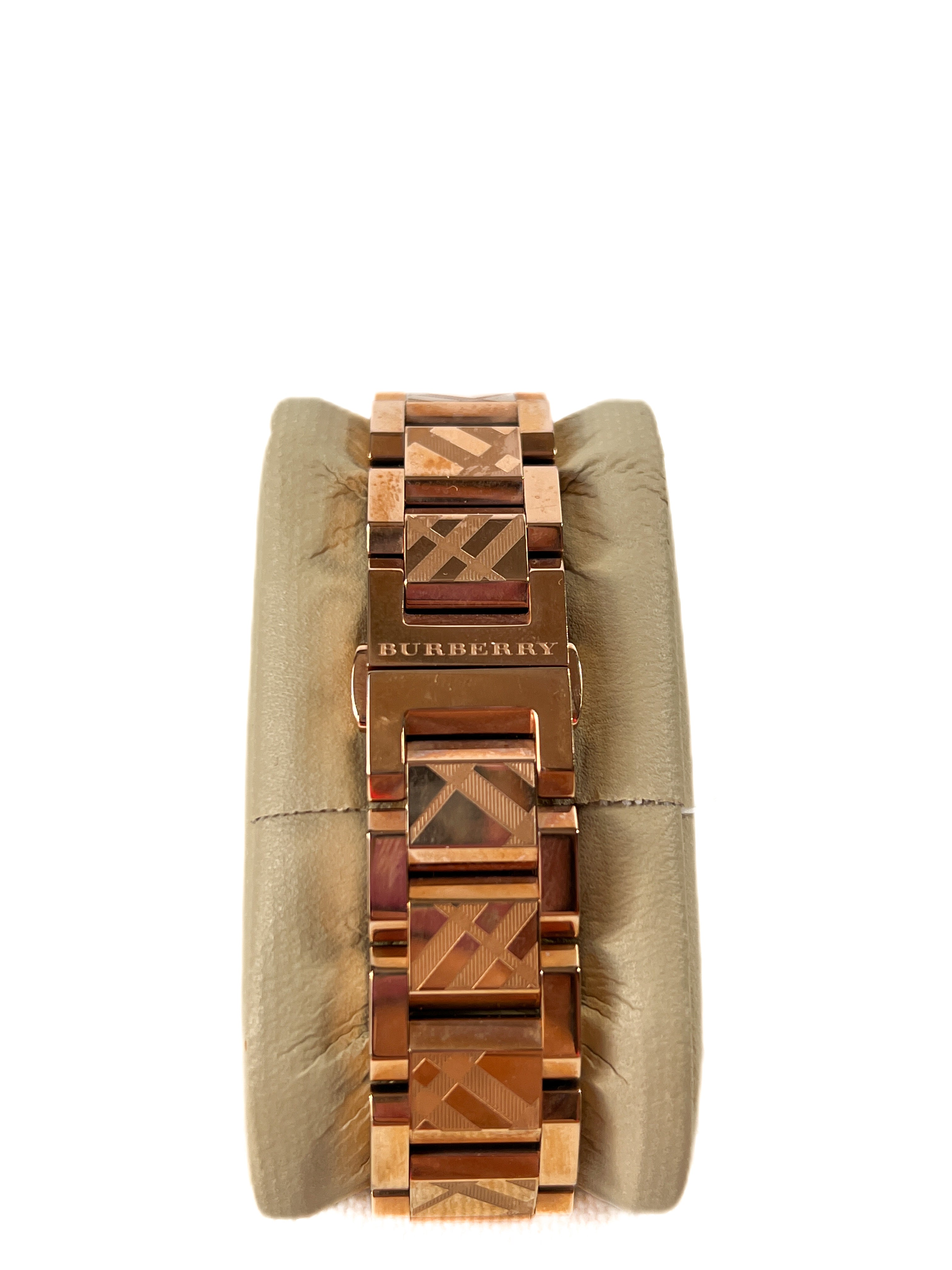 Burberry rose gold tone plaid watch