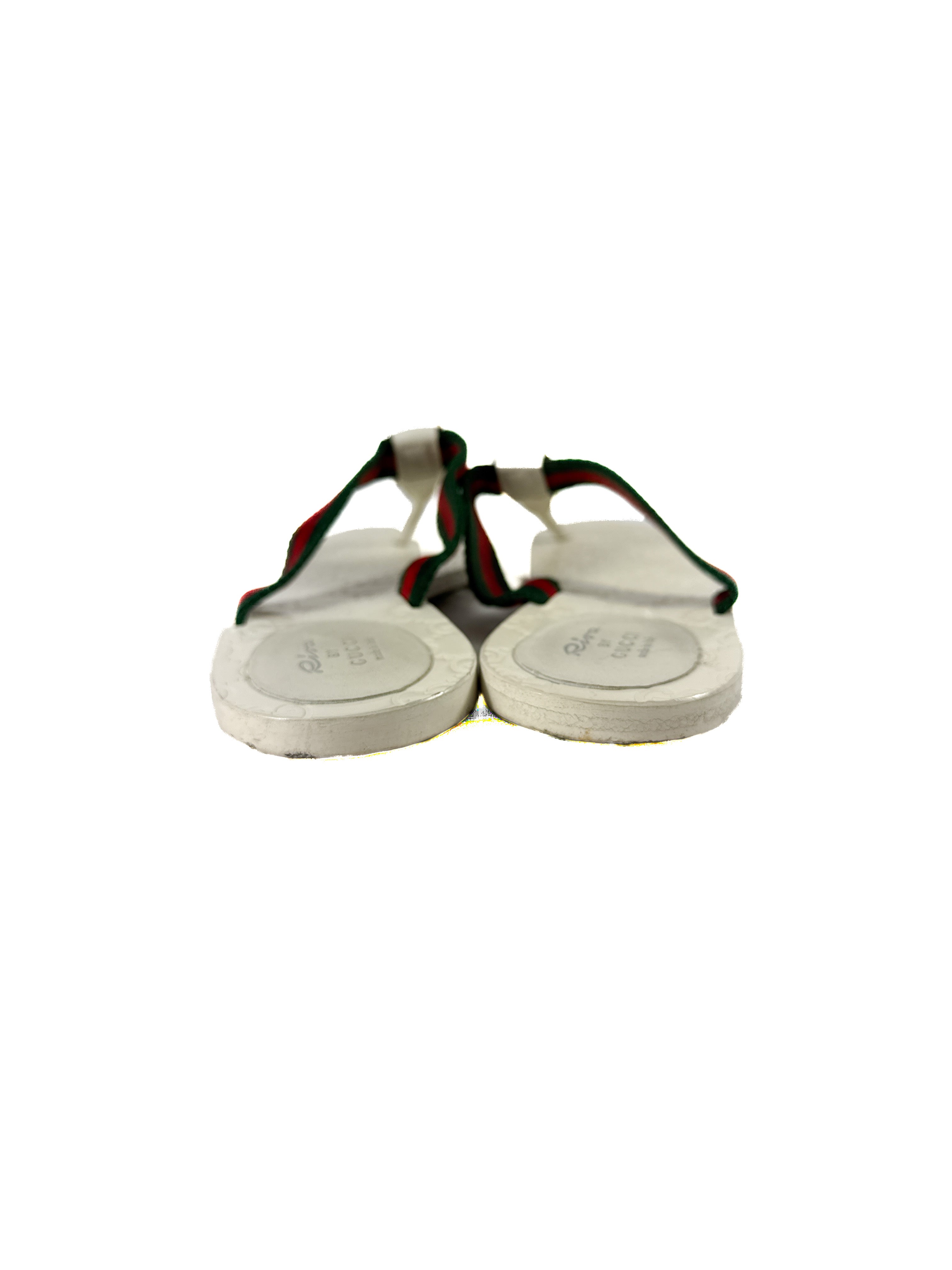 Riva by Gucci white green red GG thong flip flops size 7.5