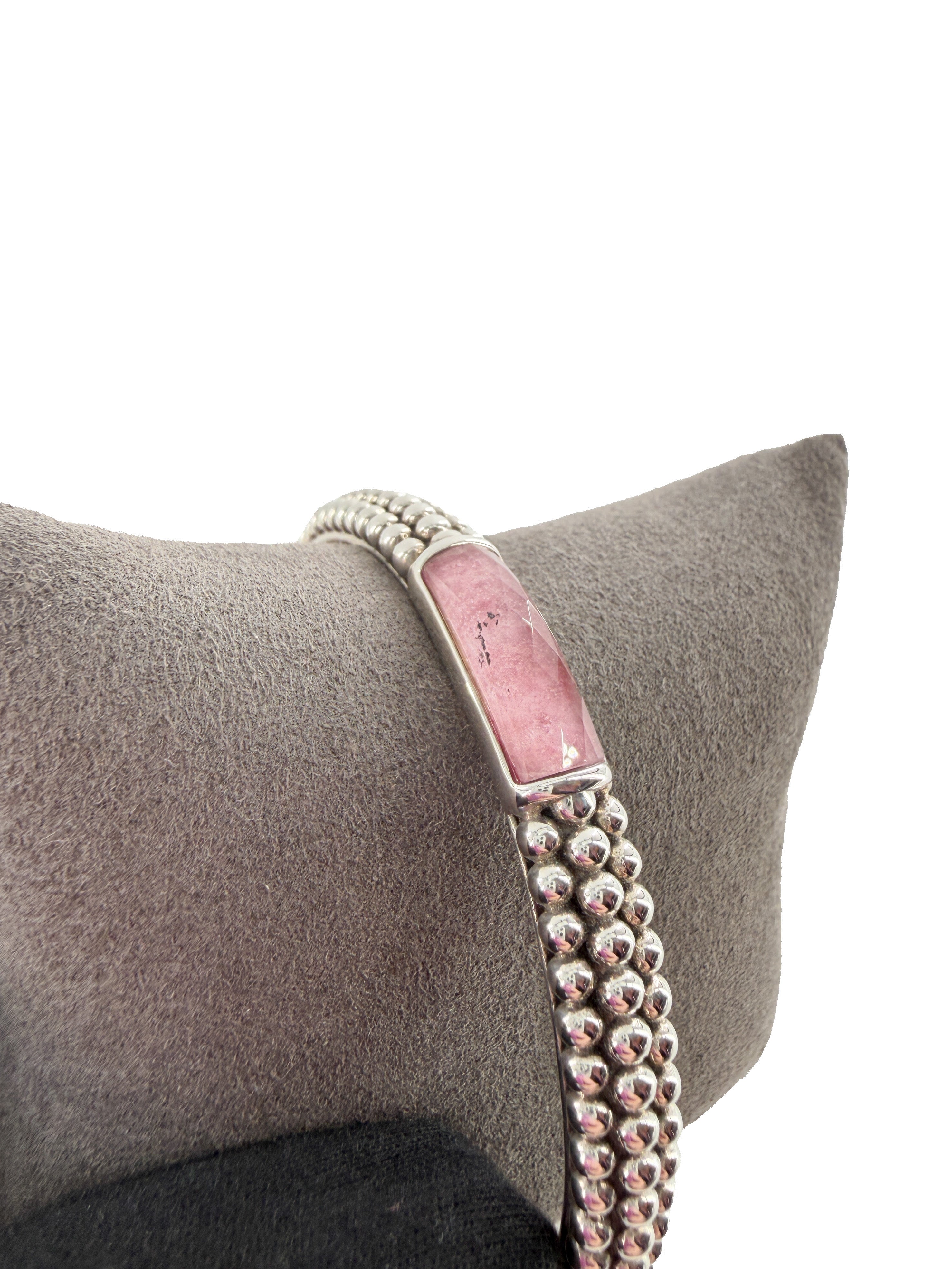 Lagos sterling silver, rhodochrosite doublet Maya bangle NWT