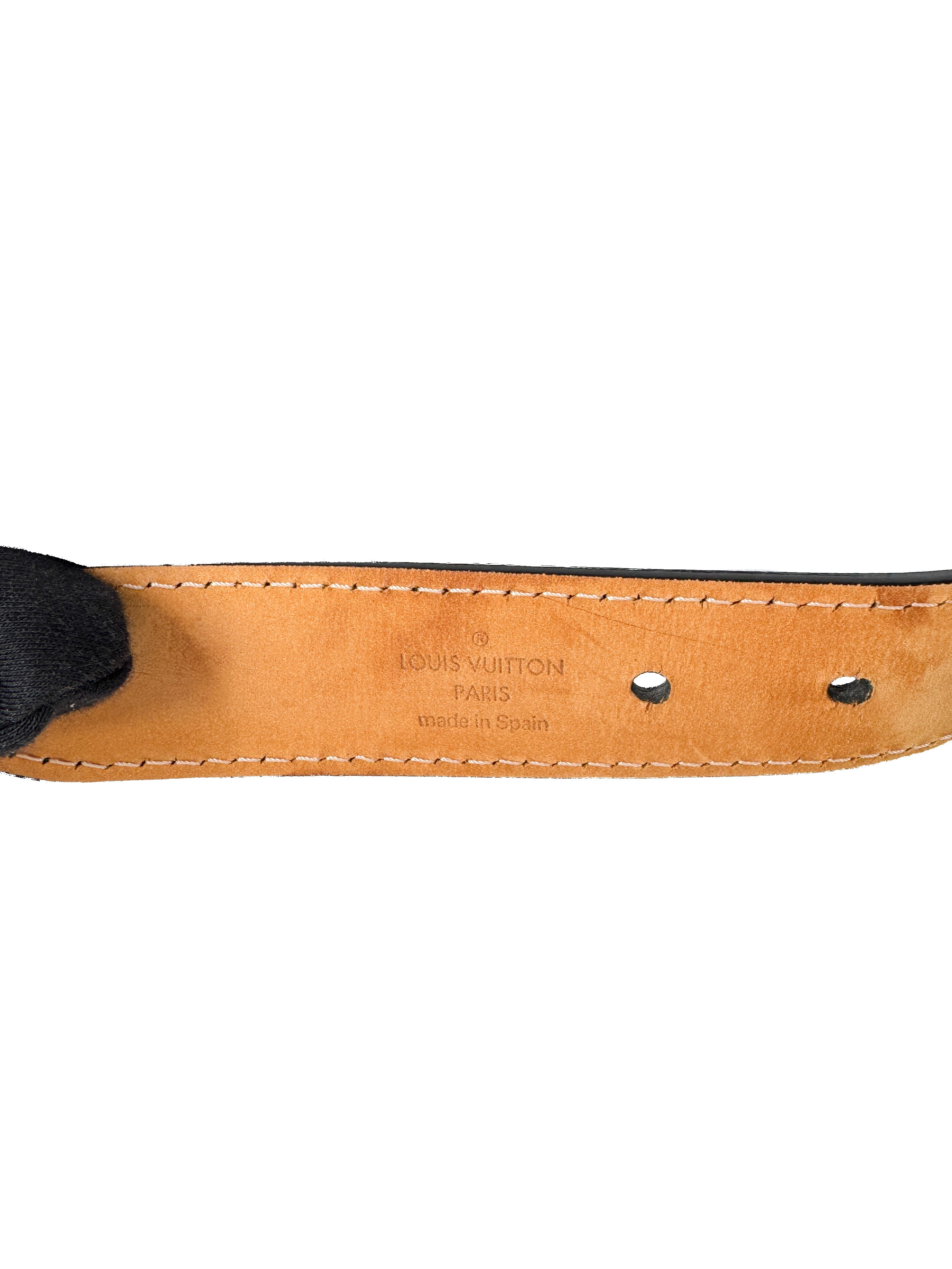 Louis Vuitton black leather Mahina belt size 90 CA0037