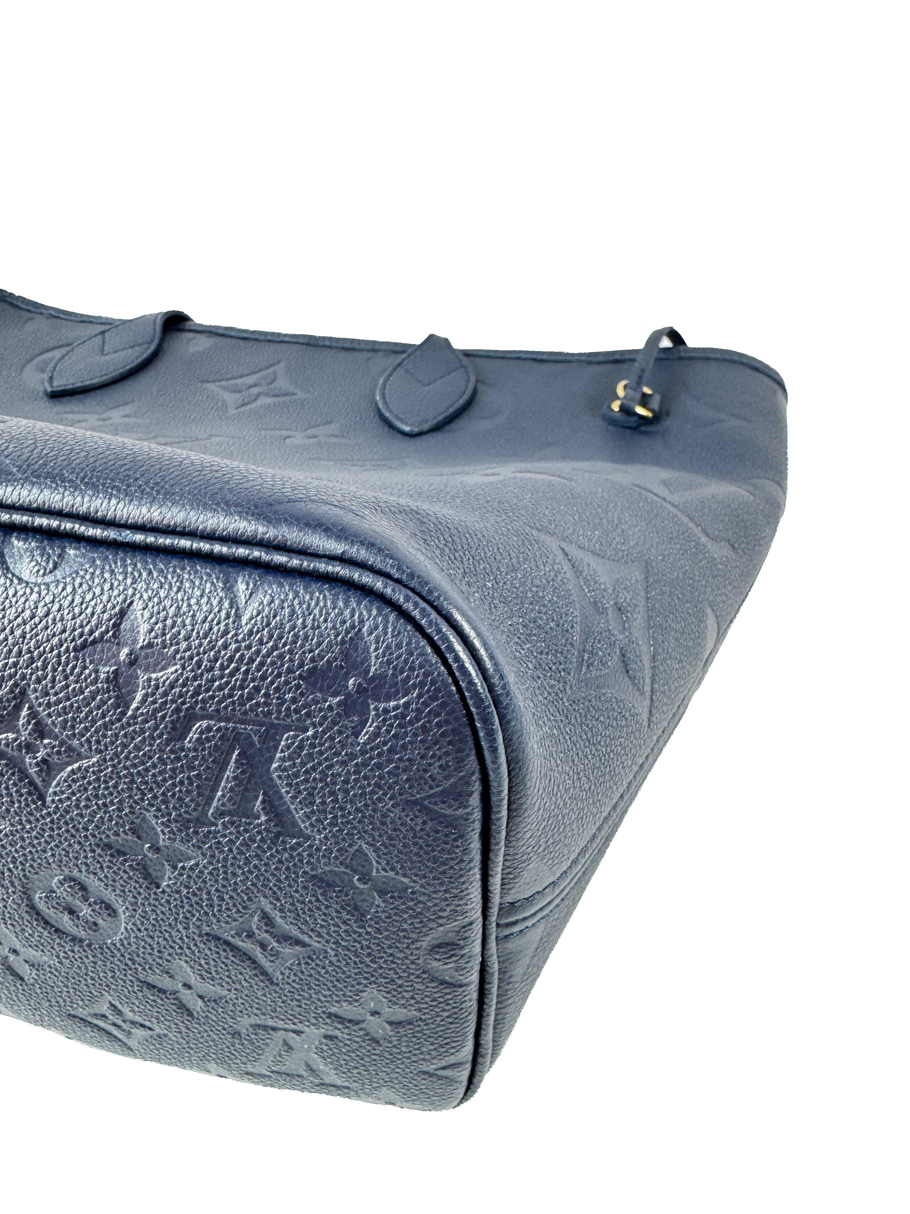 Louis Vuitton navy giant monogram empreinte Neverfull MM (NFC)