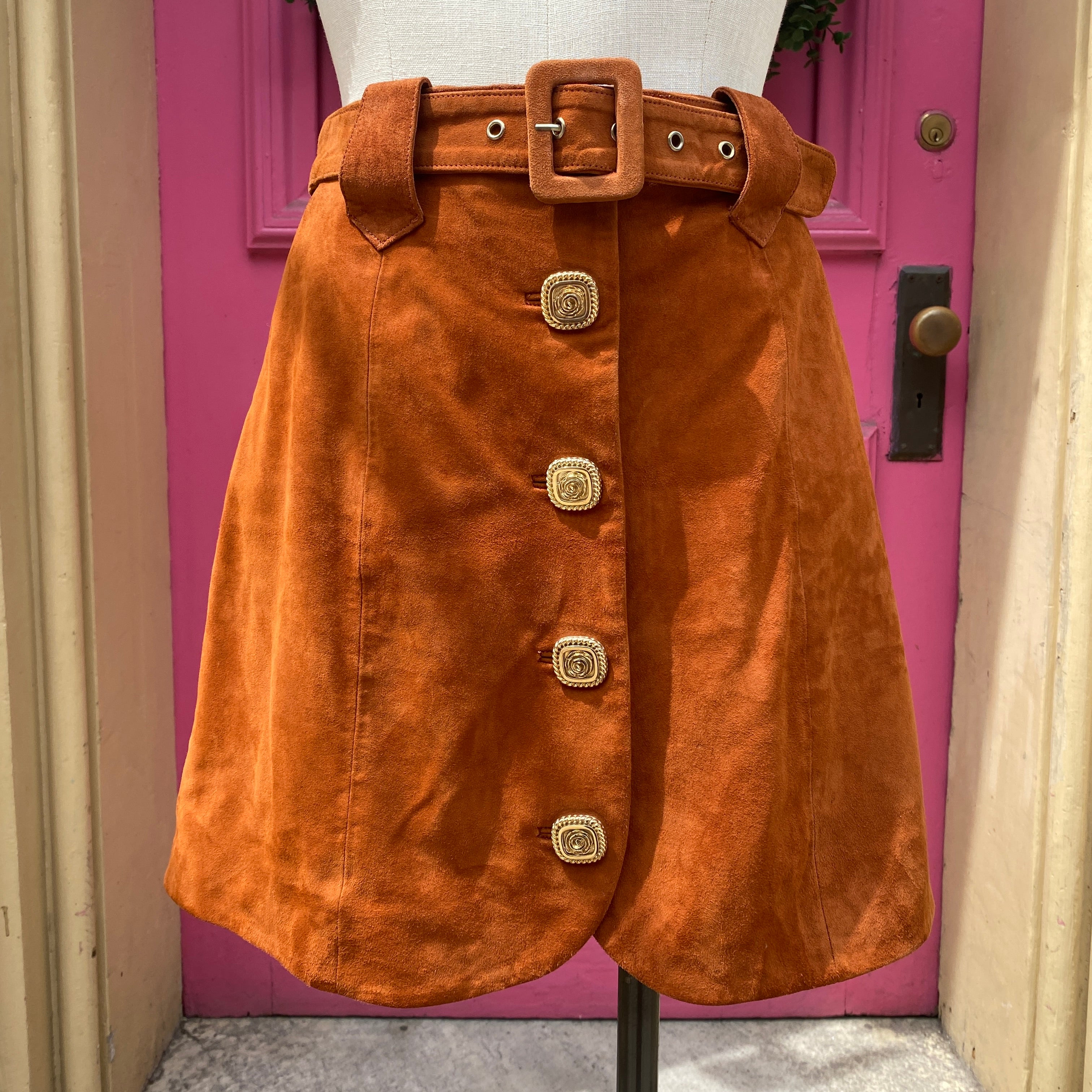 Uterque orange suede skirt suit size M/6