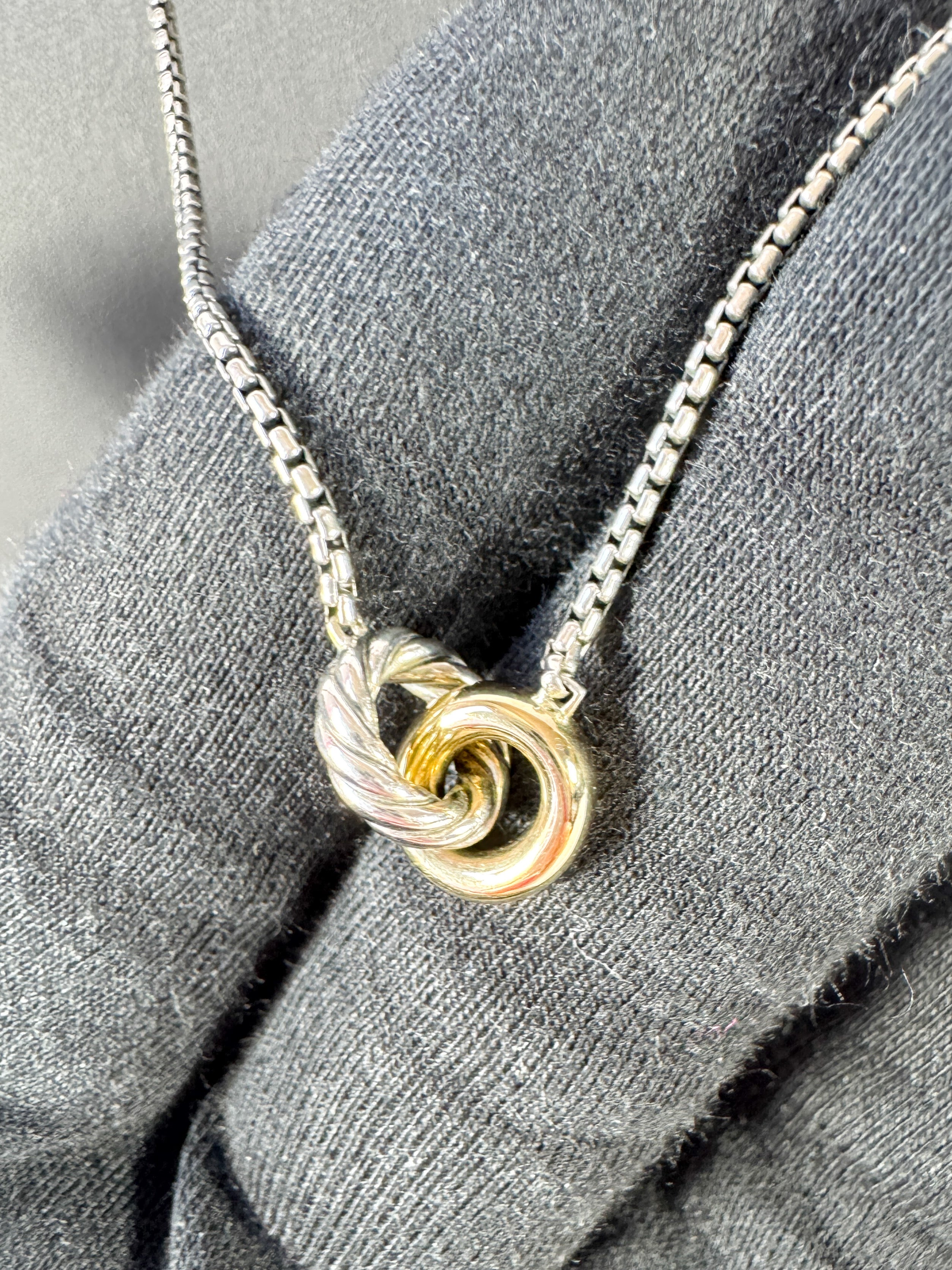 David Yurman sterling silver 18k yellow gold petite cable linked necklace