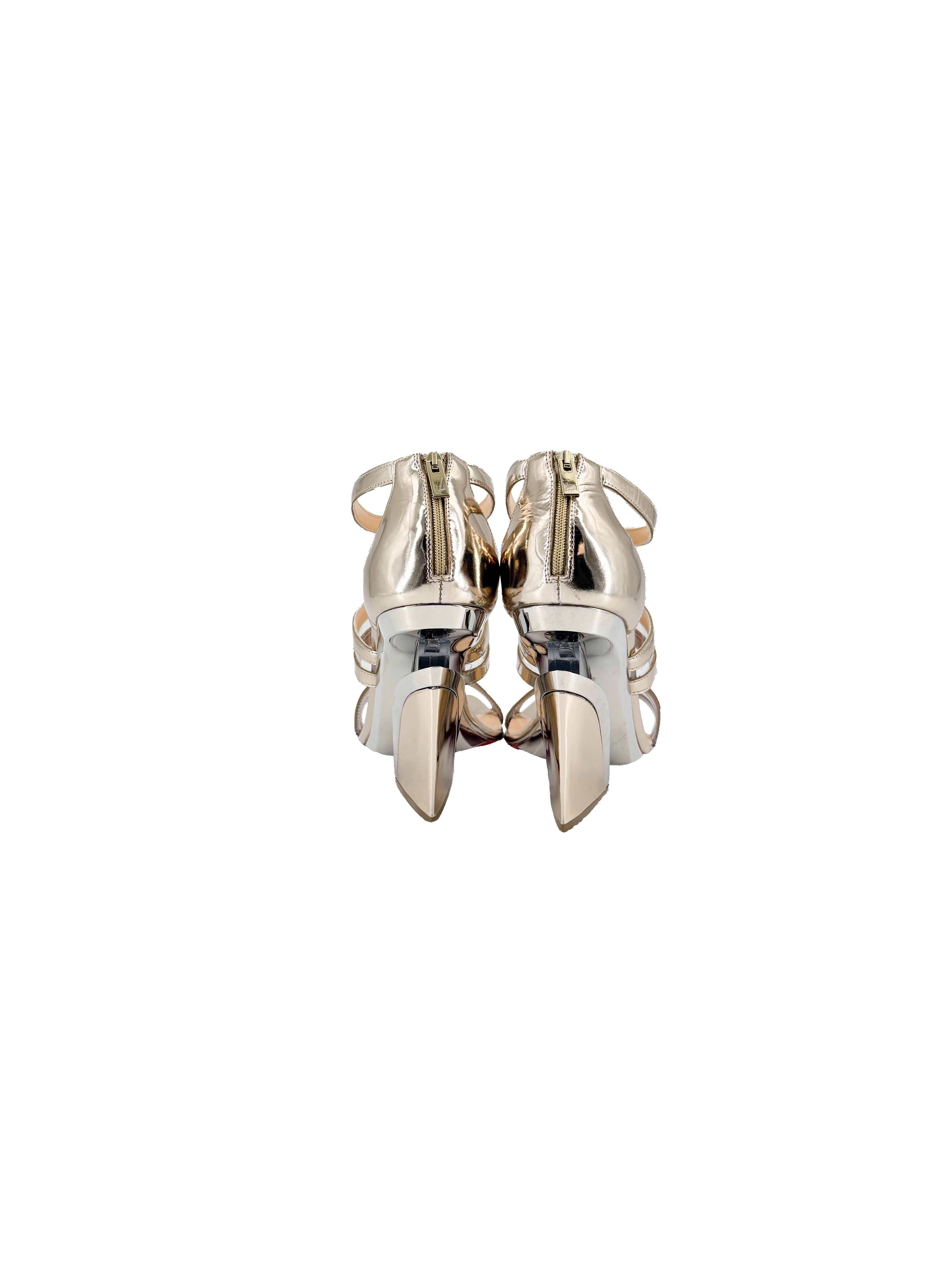 Christian Louboutin Letitartaruga champagne/silver patent leather wedges size 38 (8) BOX