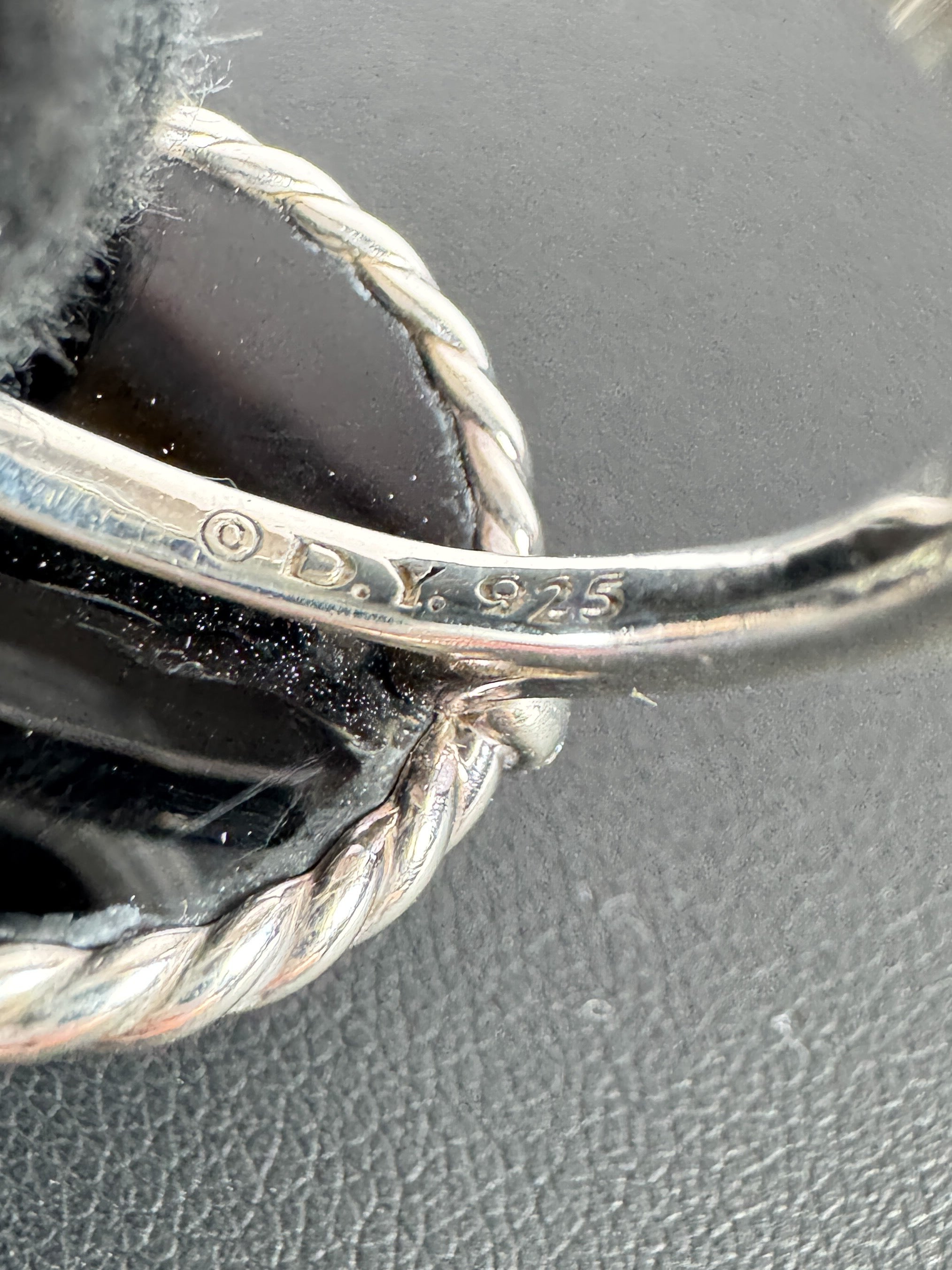 David Yurman sterling silver, black onyx, diamonds elements ring