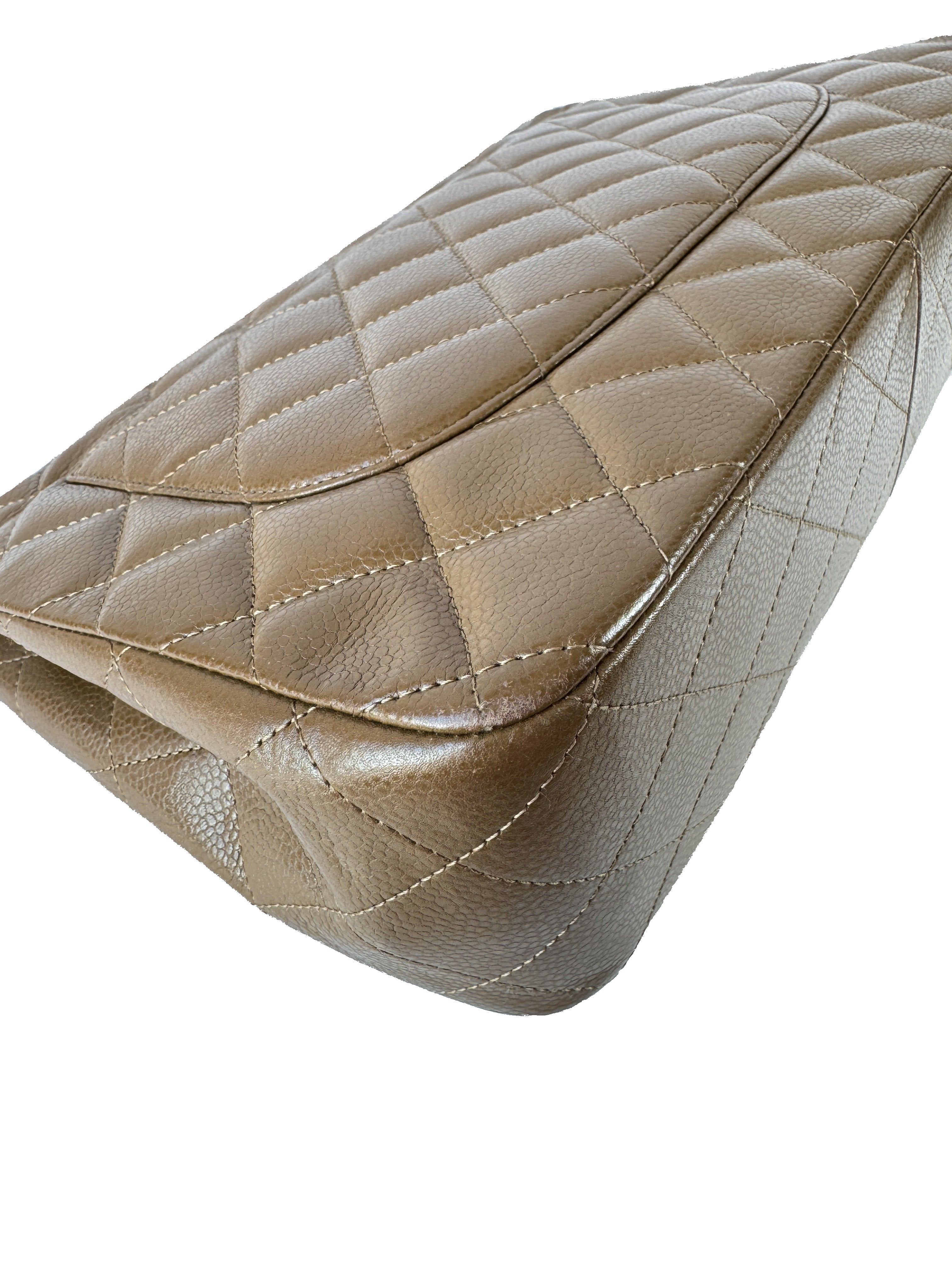 Chanel brown Caviar leather jumbo double flap 15146479