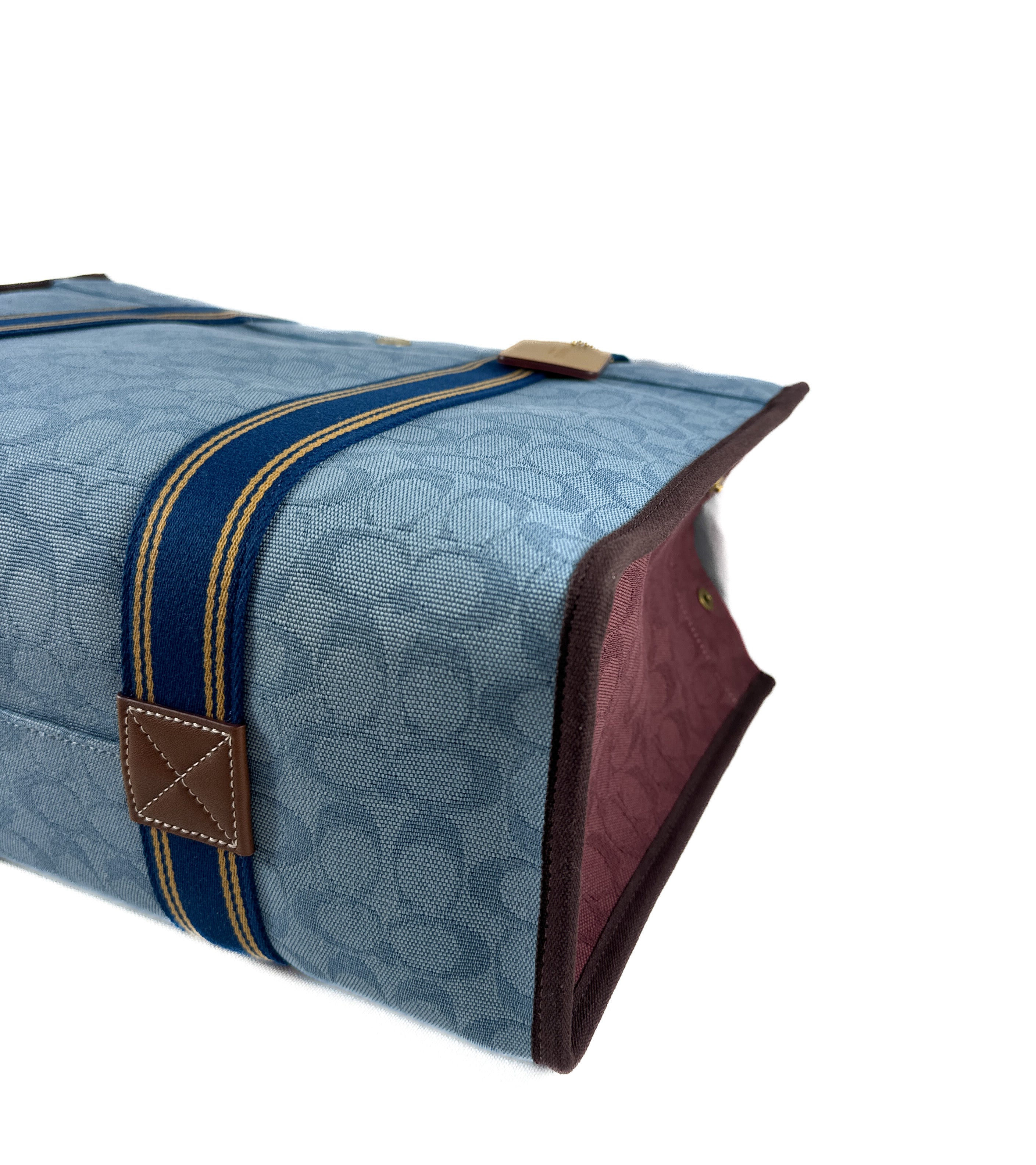 Coach denim blue canvas Spin tote 42 NWT