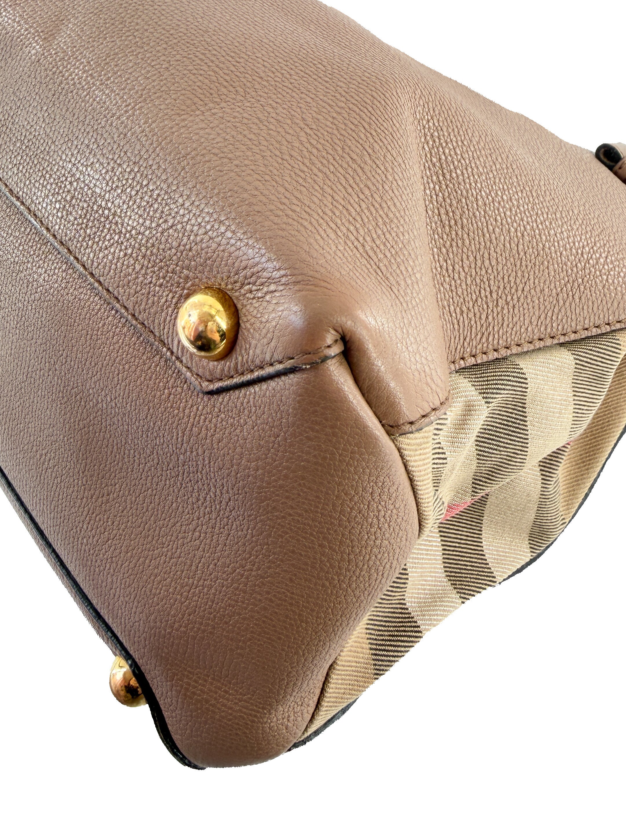 Burberry brown leather medium Banner check tote