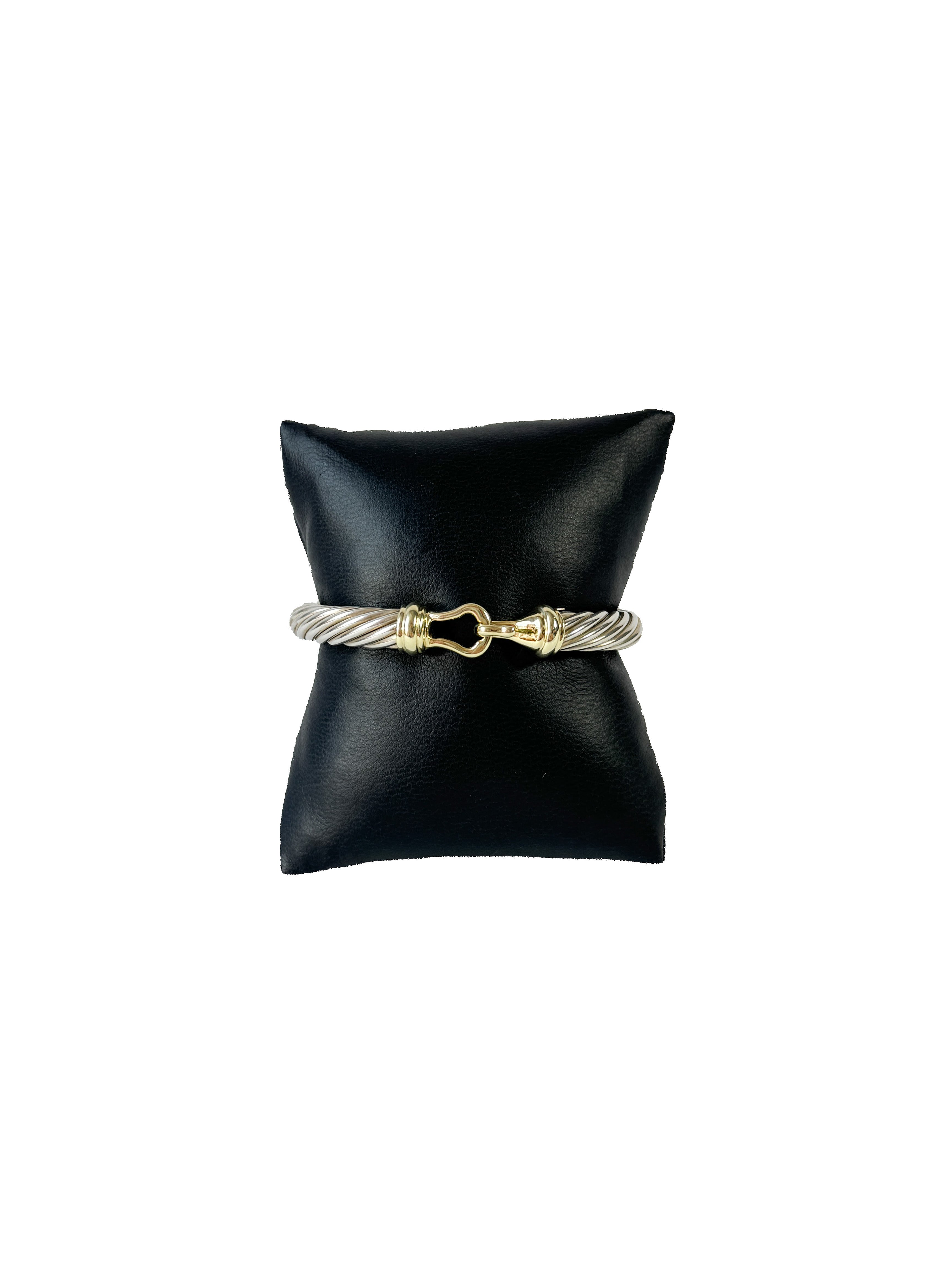 David Yurman sterling silver/yellow gold 7mm cable buckle bracelet