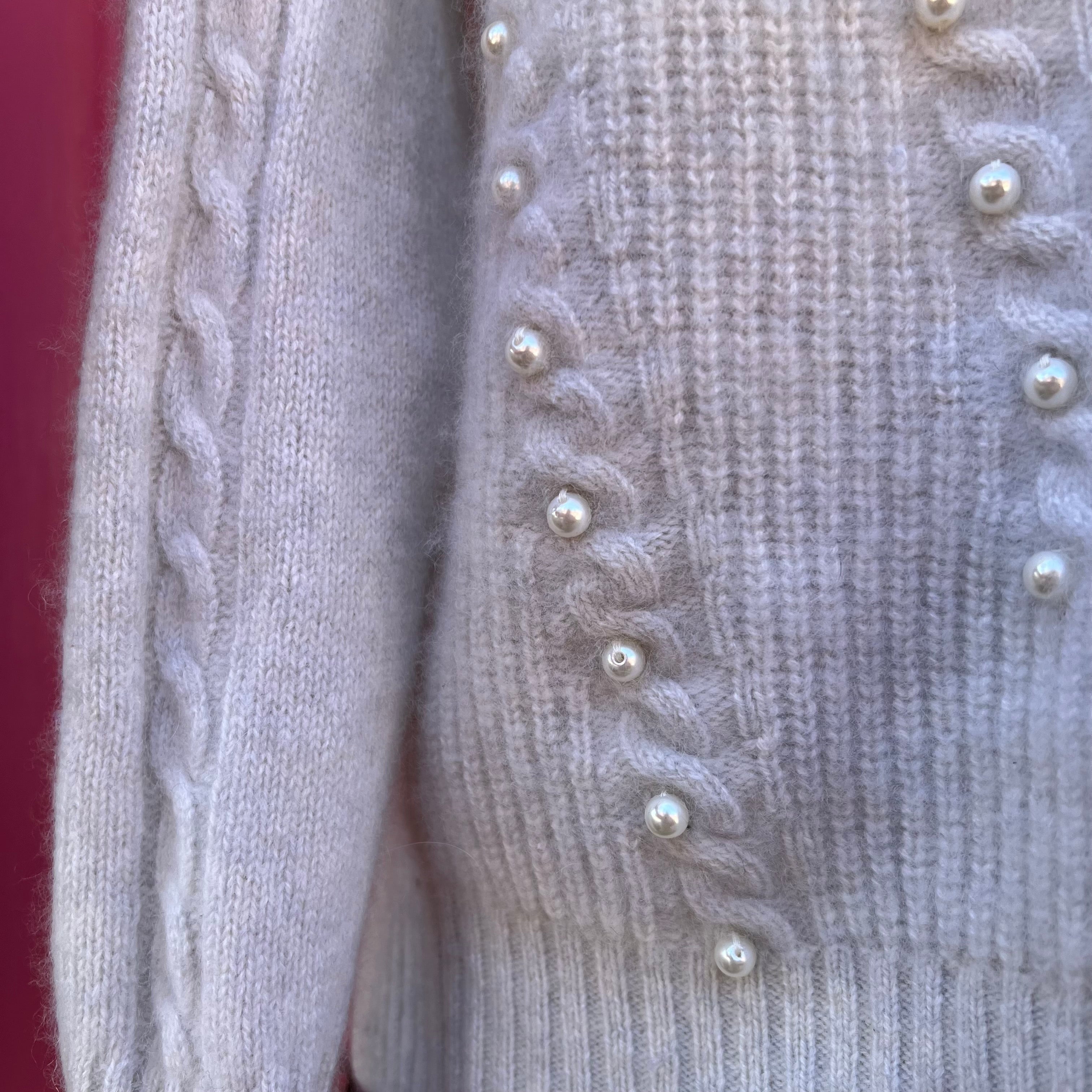 Autumn Cashmere gray pearl embellished sweater size L
