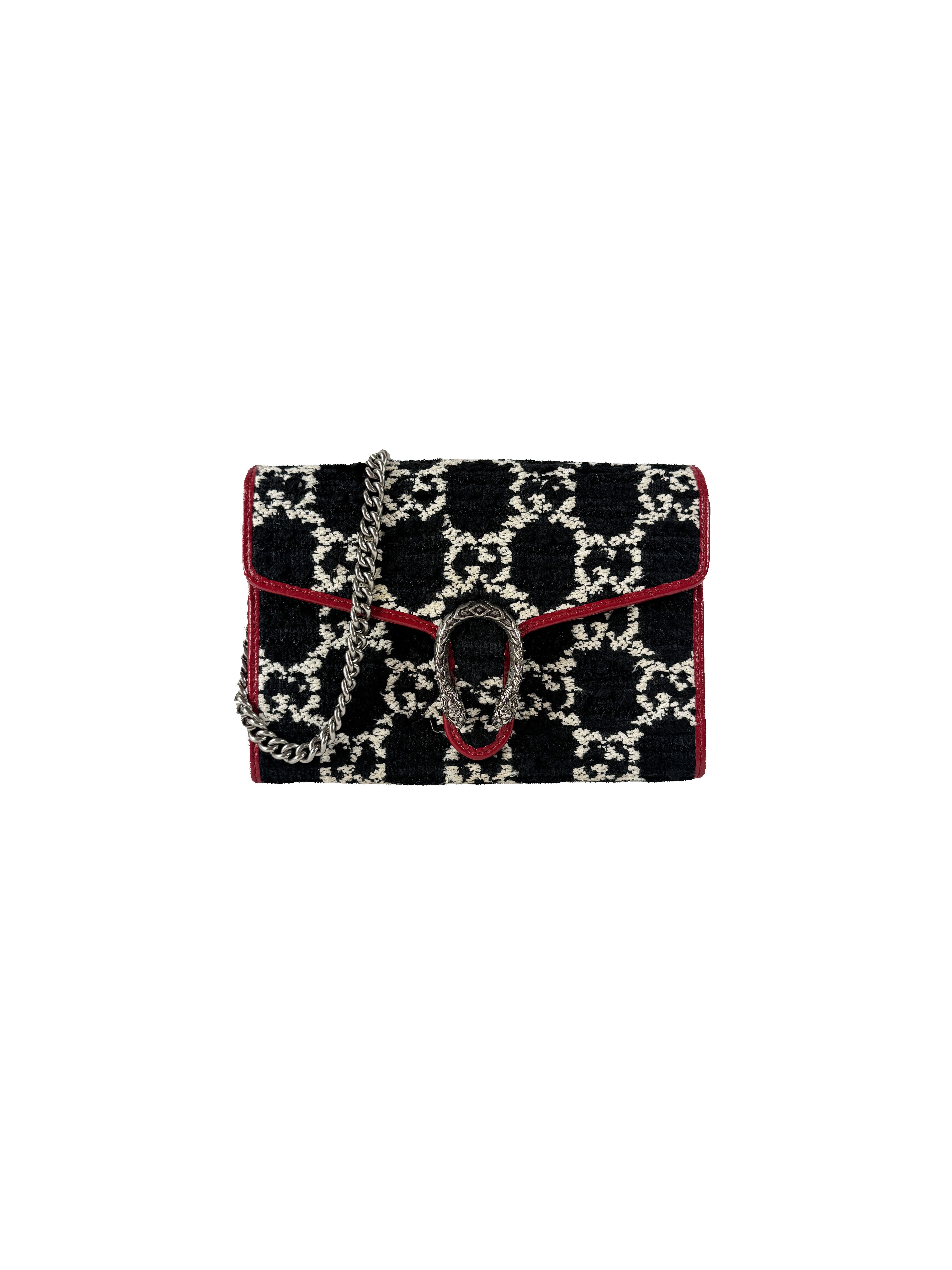 Gucci tweed GG monogram Mini Dionysus chain wallet 493075