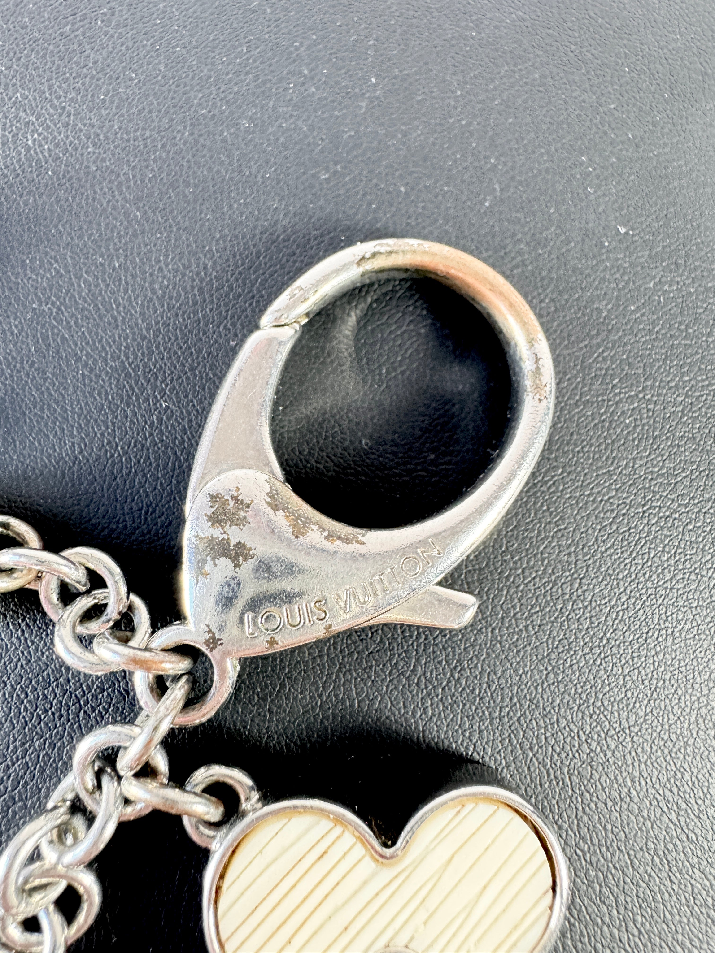 Louis Vuitton silver cream key chain *as is*