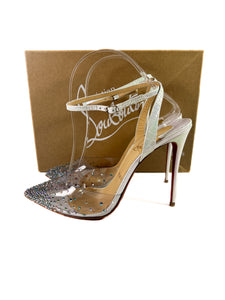 Christian Louboutin spikaqueen white croc embossed pumps size 39