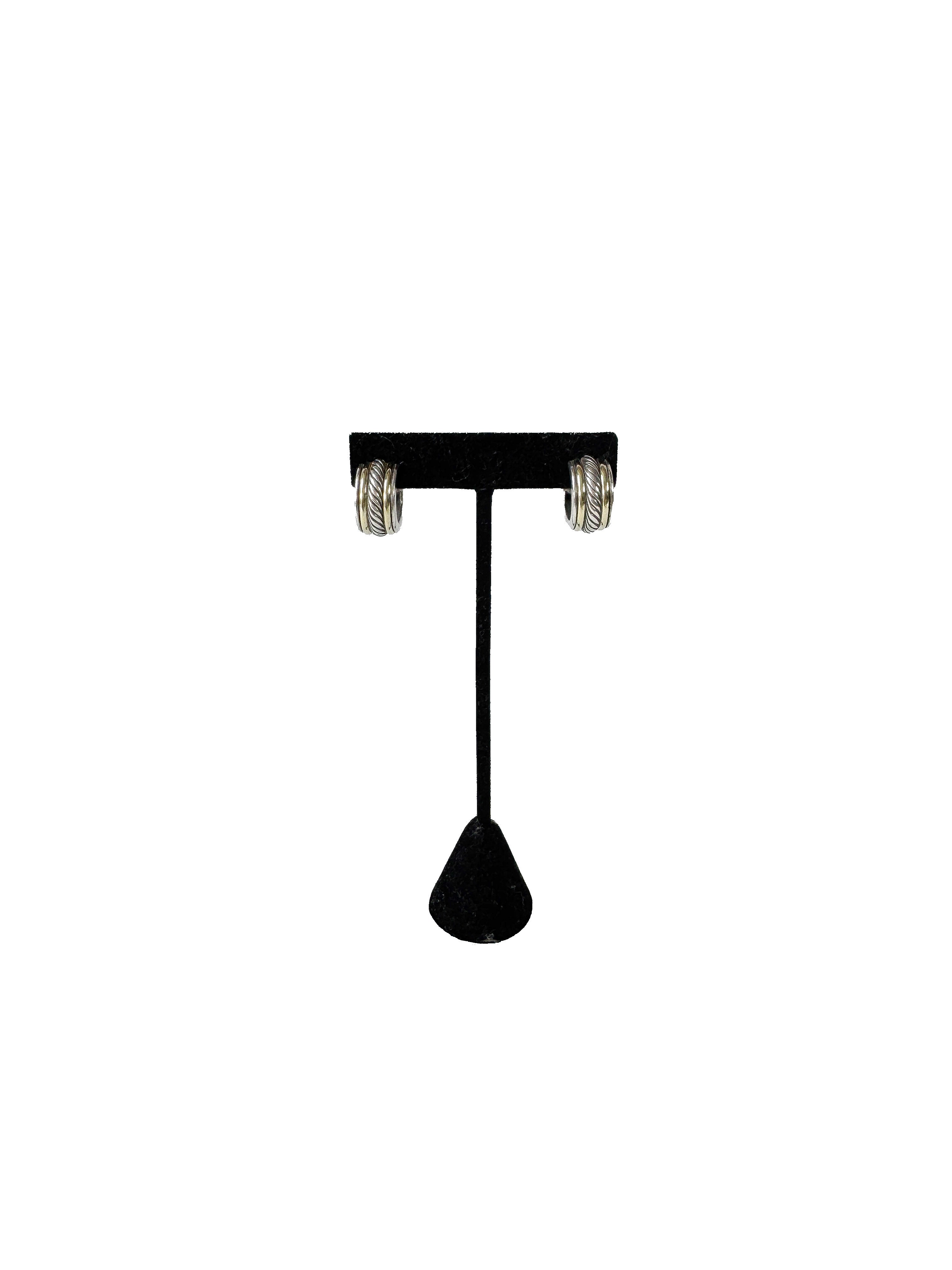 David Yurman sterling silver yellow gold huggie hoops