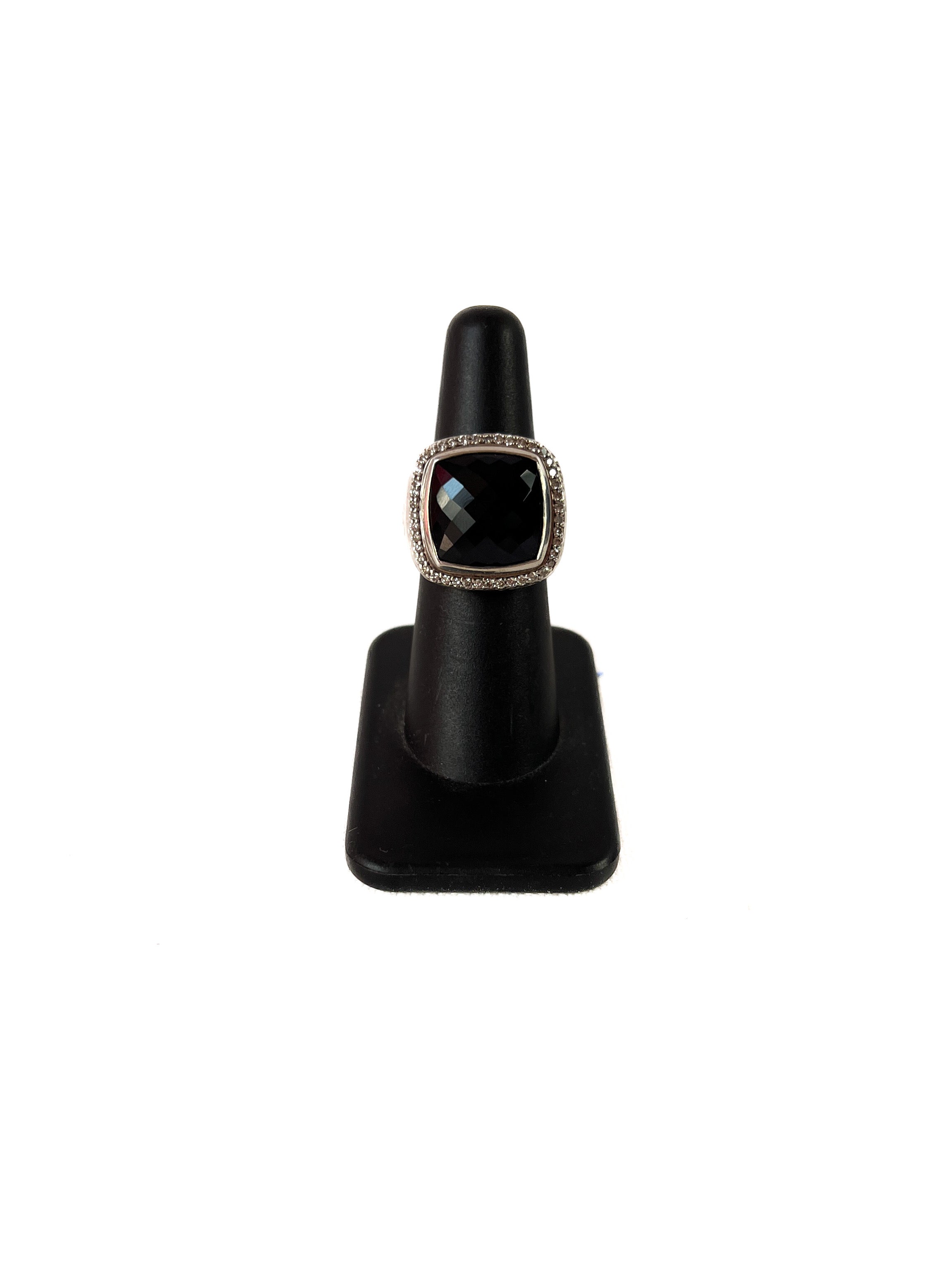 David Yurman onyx sterling silver diamond albion ring (old design)