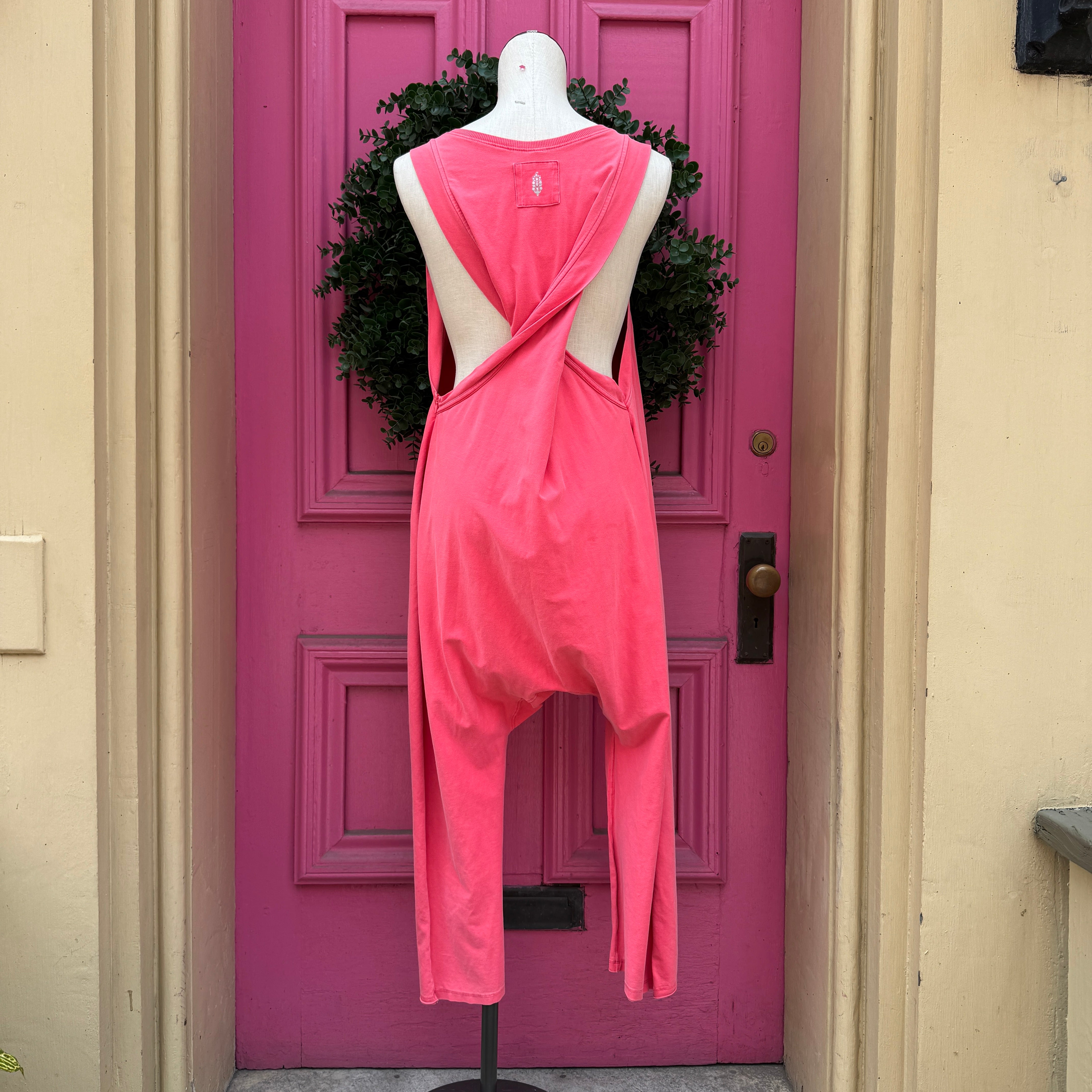 Free People Movement neon pink jumpsuit size S