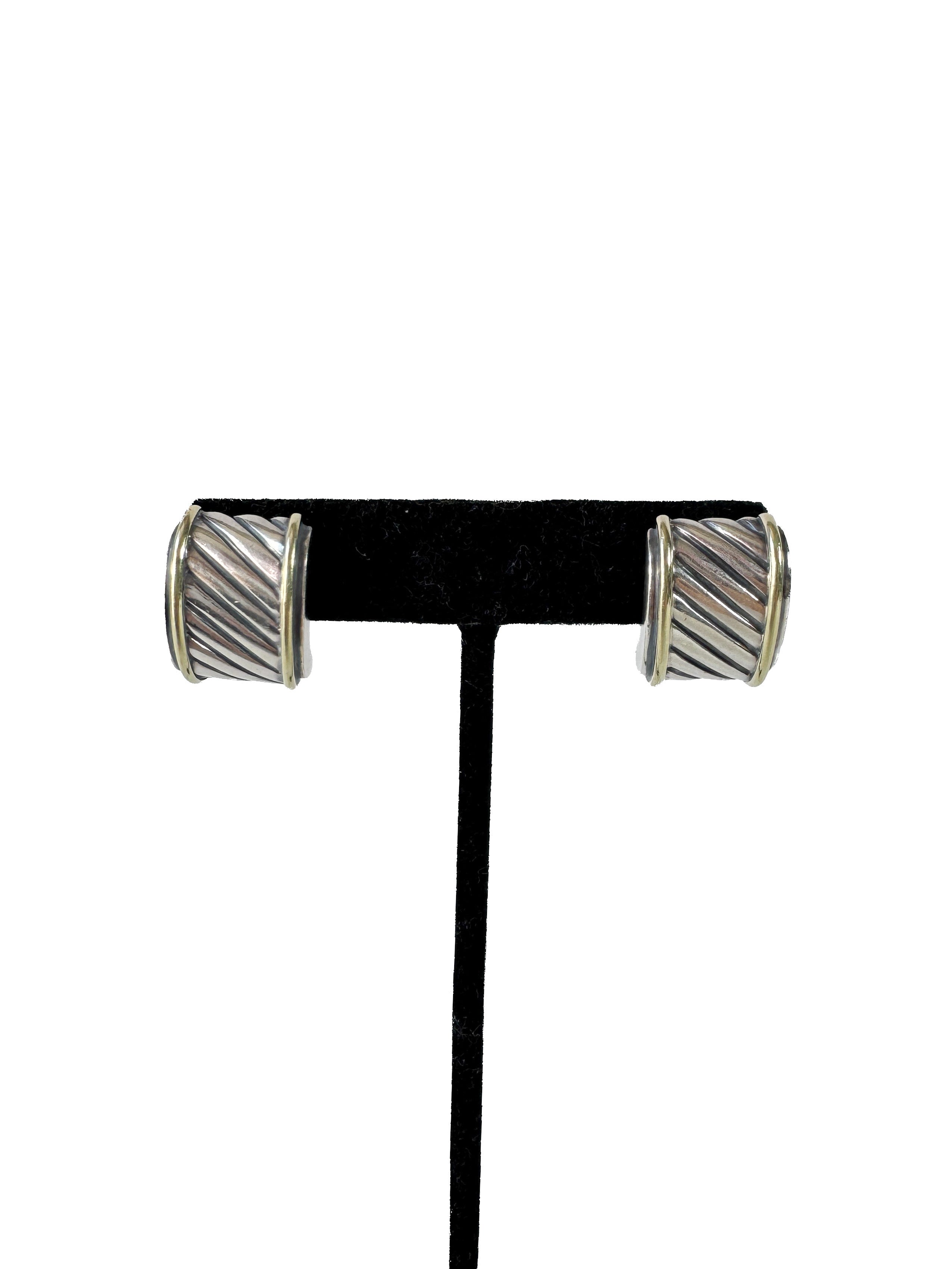 David Yurman sterling silver 14k gold cigar band drop earrings