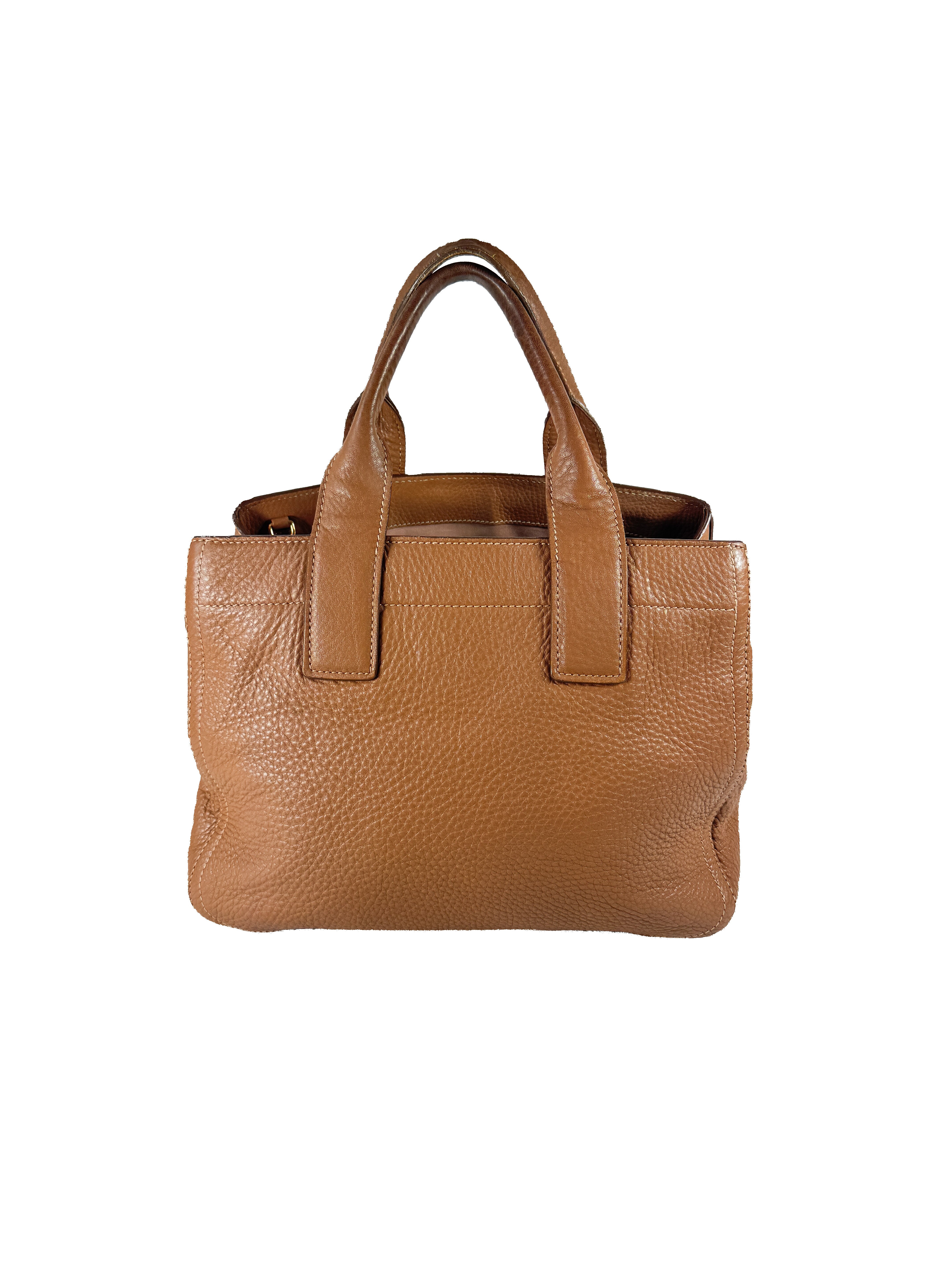 Miu Miu brown pebbled leather tote 56