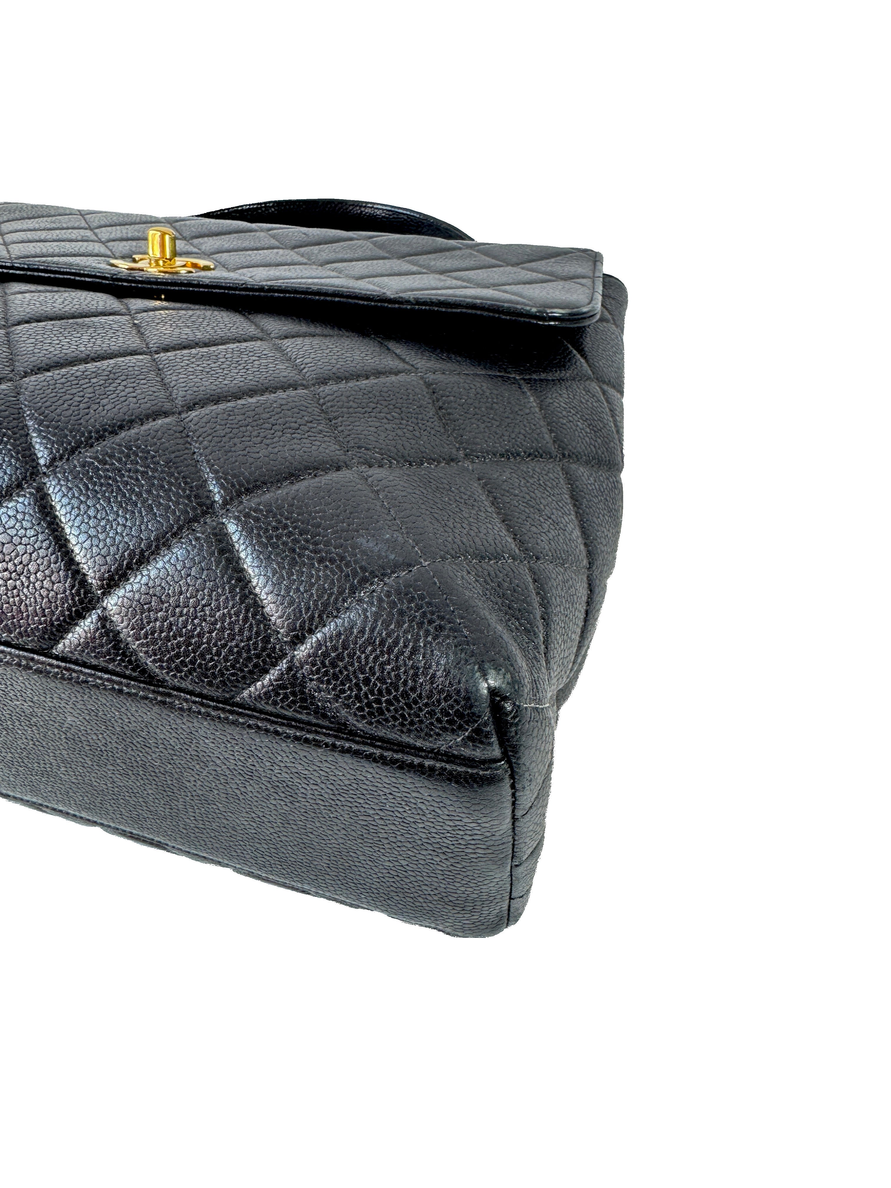 Chanel Caviar Quilted Jumbo Kelly Flap Black 4367160