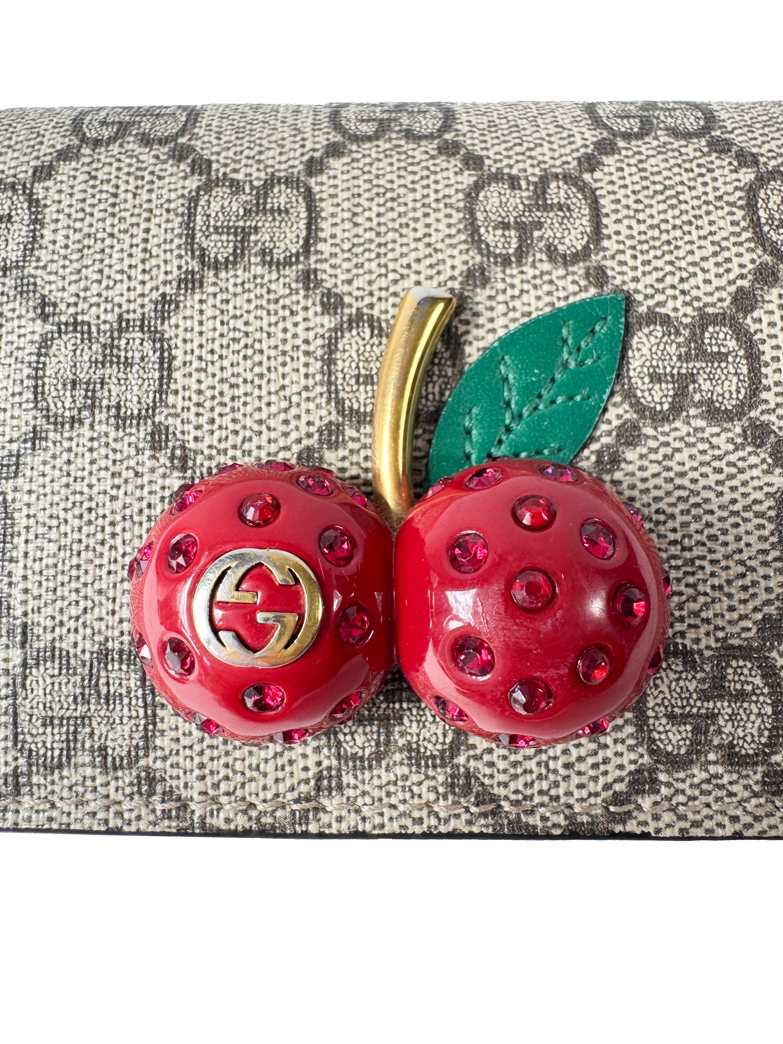 Gucci GG Supreme signature cherry cardholder wallet 476050-1147
