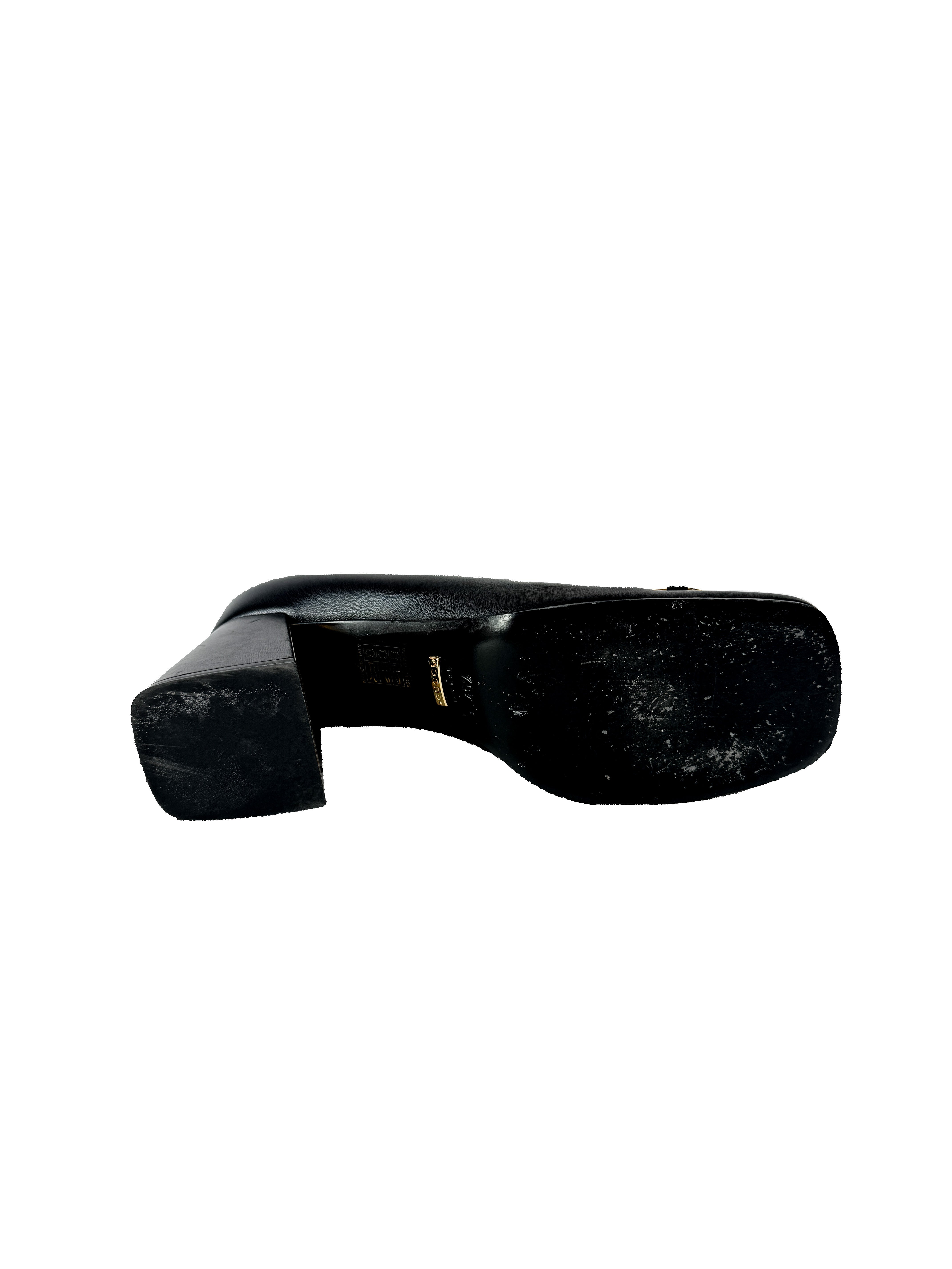Gucci black leather Malaga Kid Horsebit 75mm Pumps size 40.5 643886
