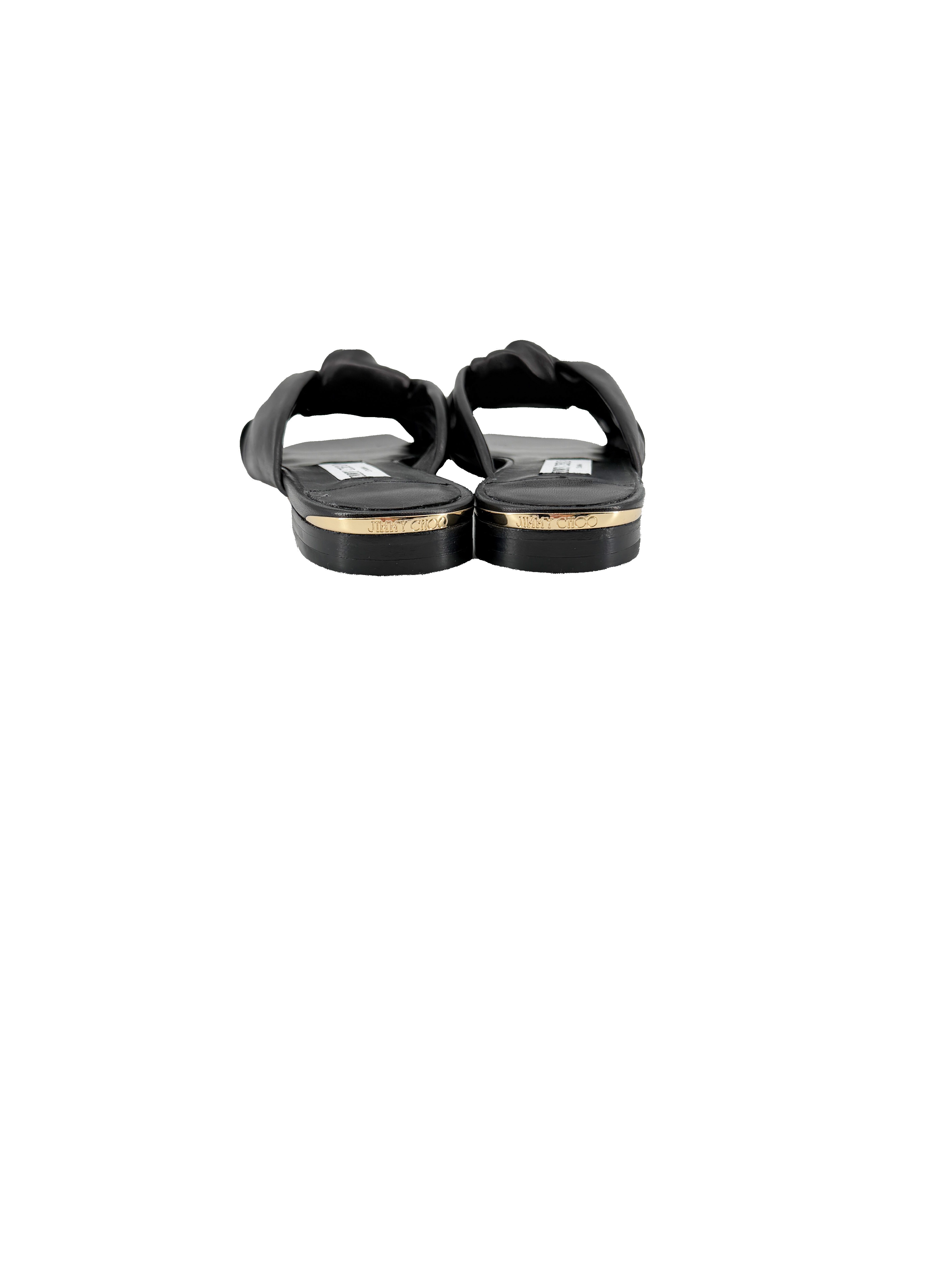 Jimmy Choo black napa Avenue slides size 37.5 NEW BOX