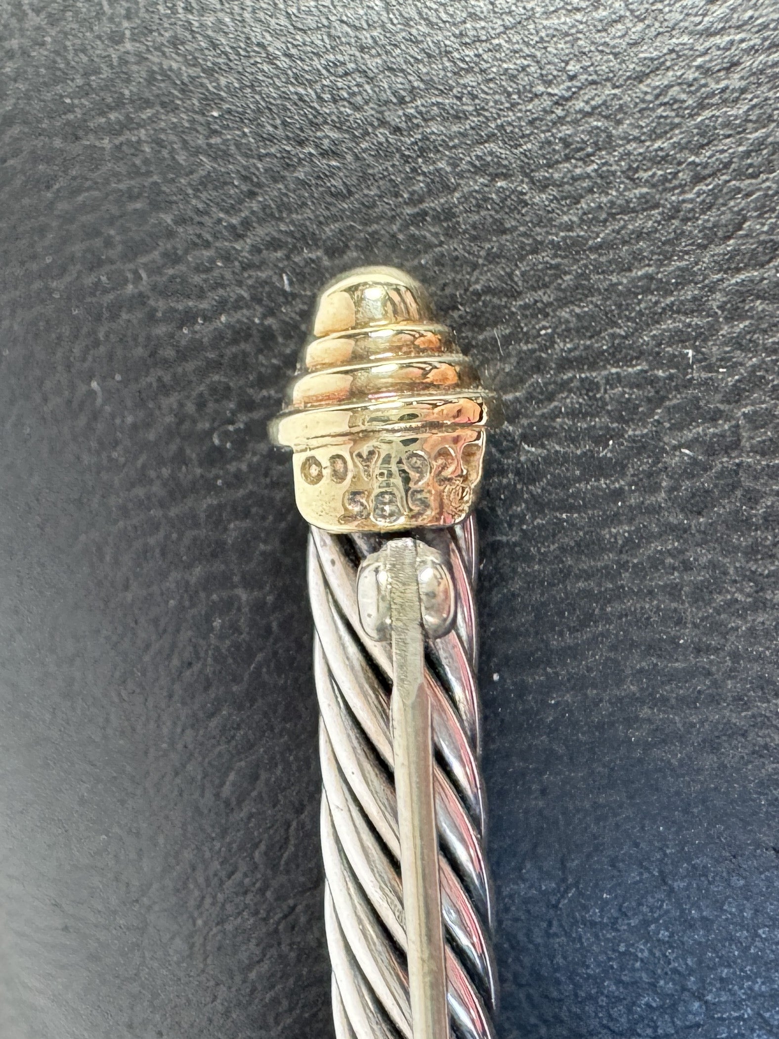 David Yurman sterling silver yellow gold cable bar brooch