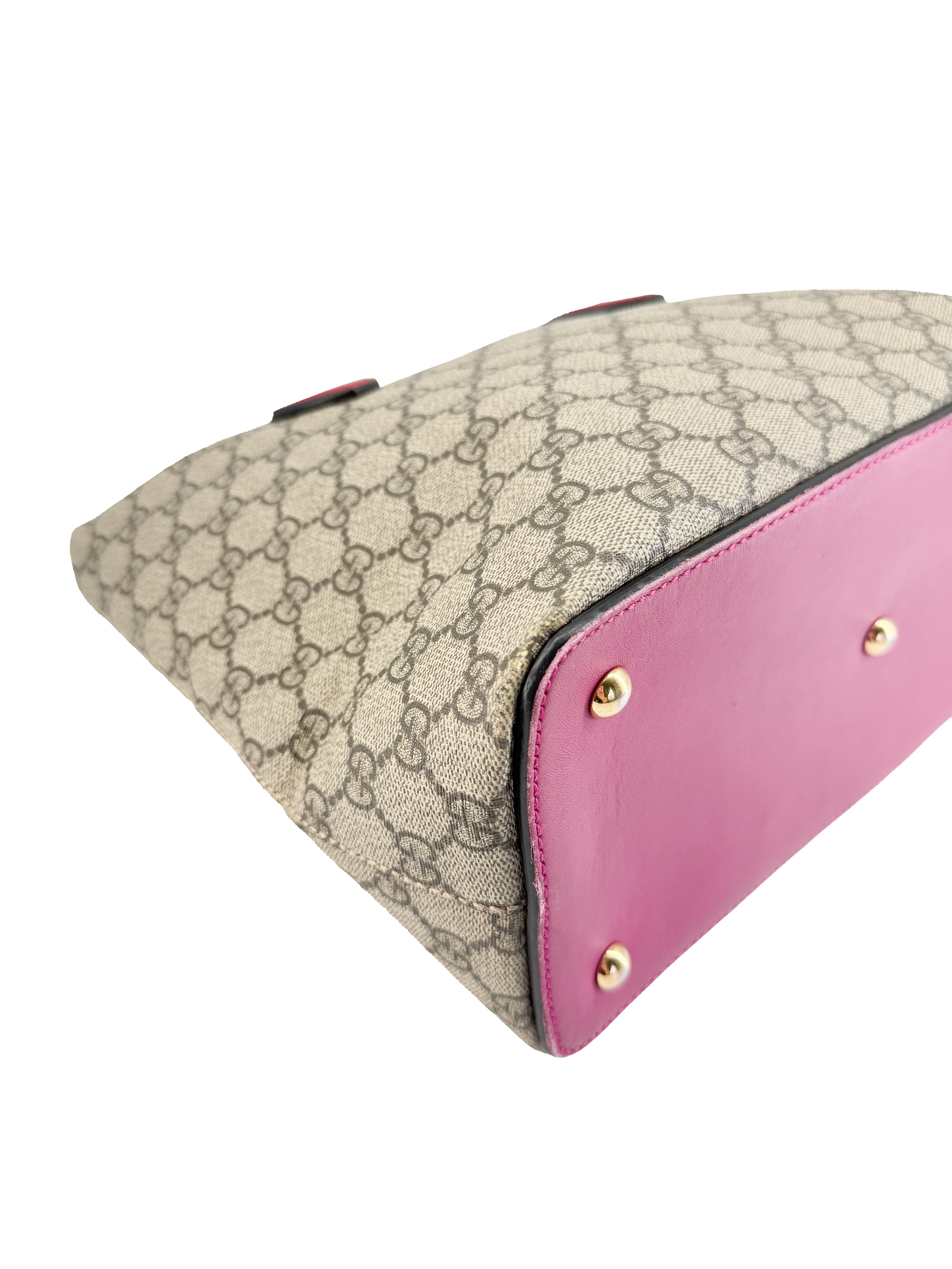 Gucci linea A foldover GG supreme tote pink/red 429147 498879