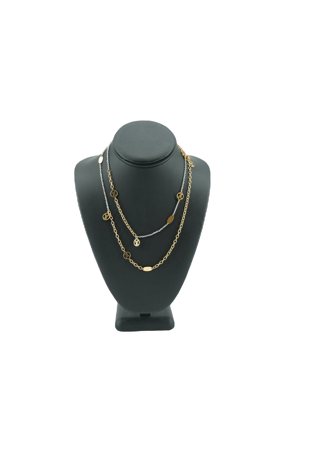 Louis Vuitton two tone logomania Sautoir necklace