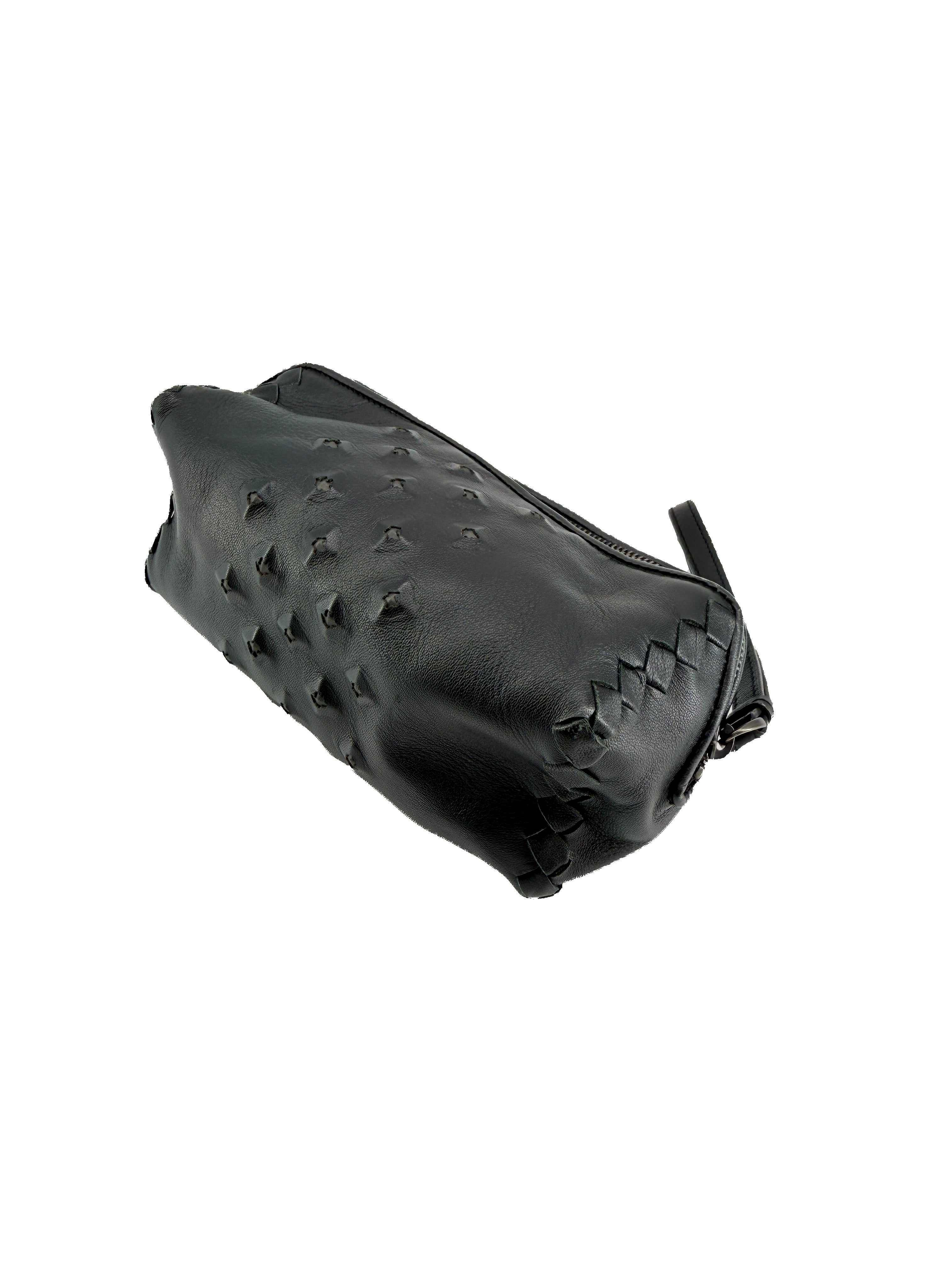Bottega Veneta black leather studded wristlet B009743100