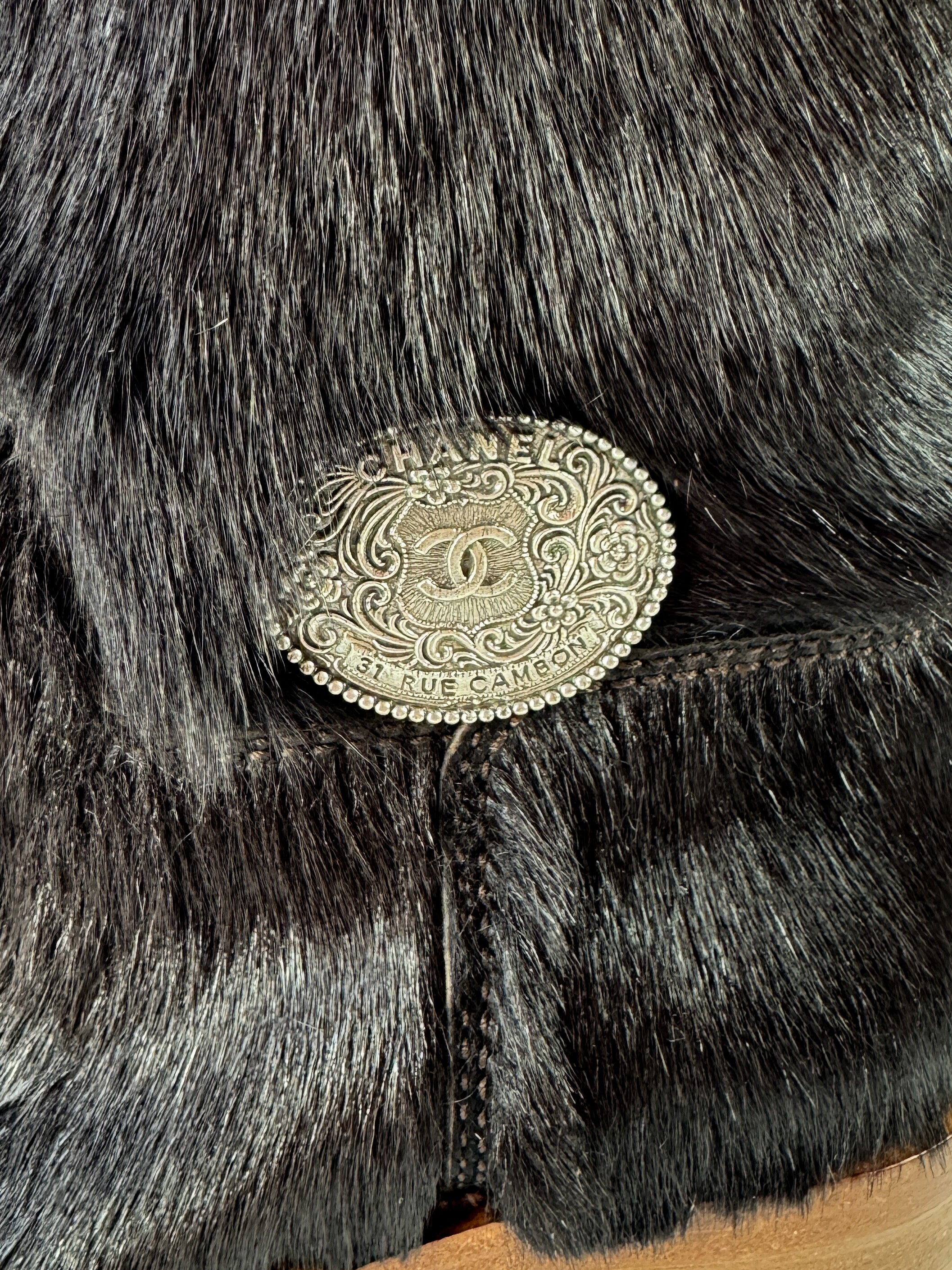 Chanel brown pony hair CC cowboy boots size 39 K C36250