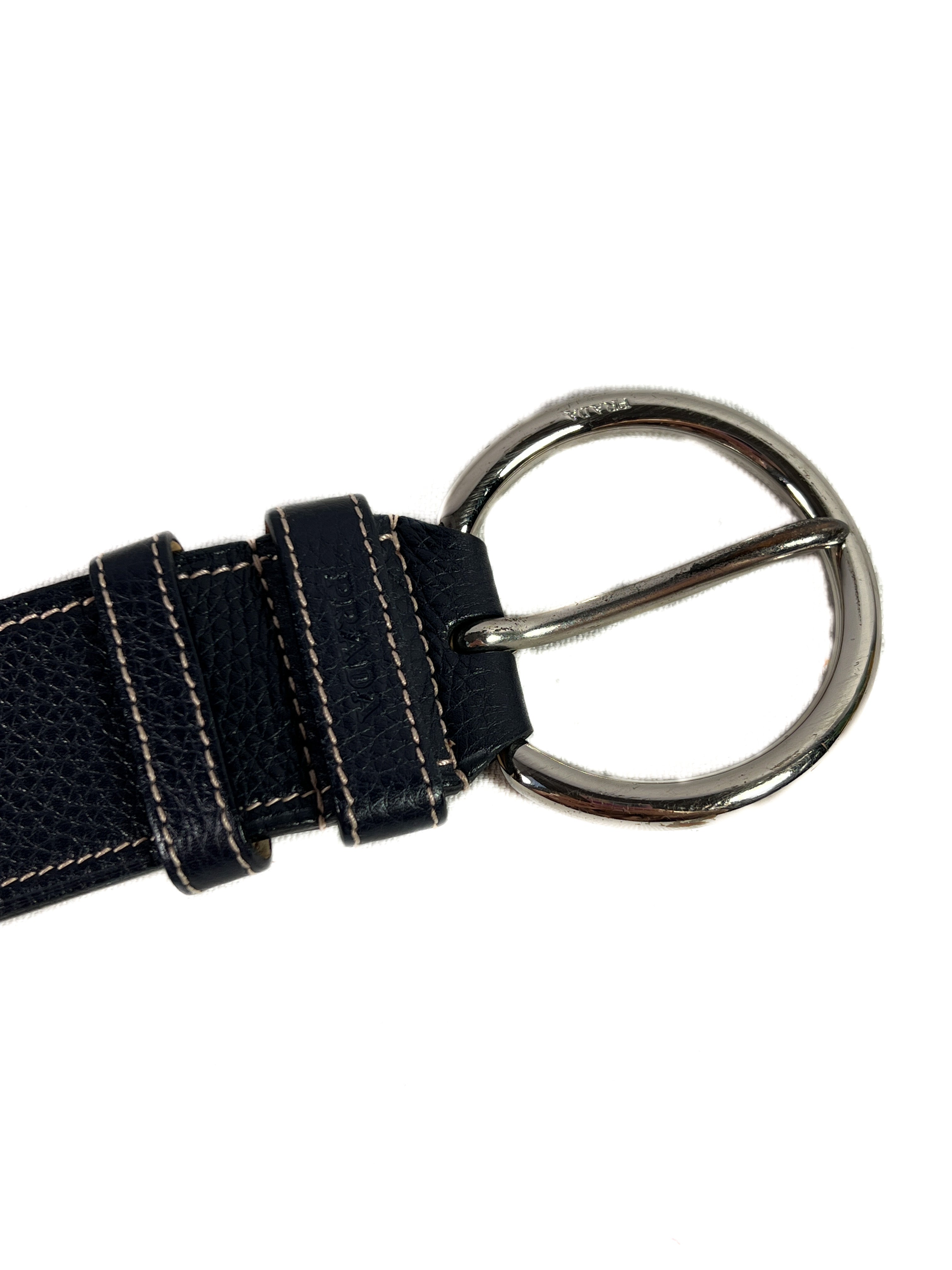 Prada navy leather belt 85