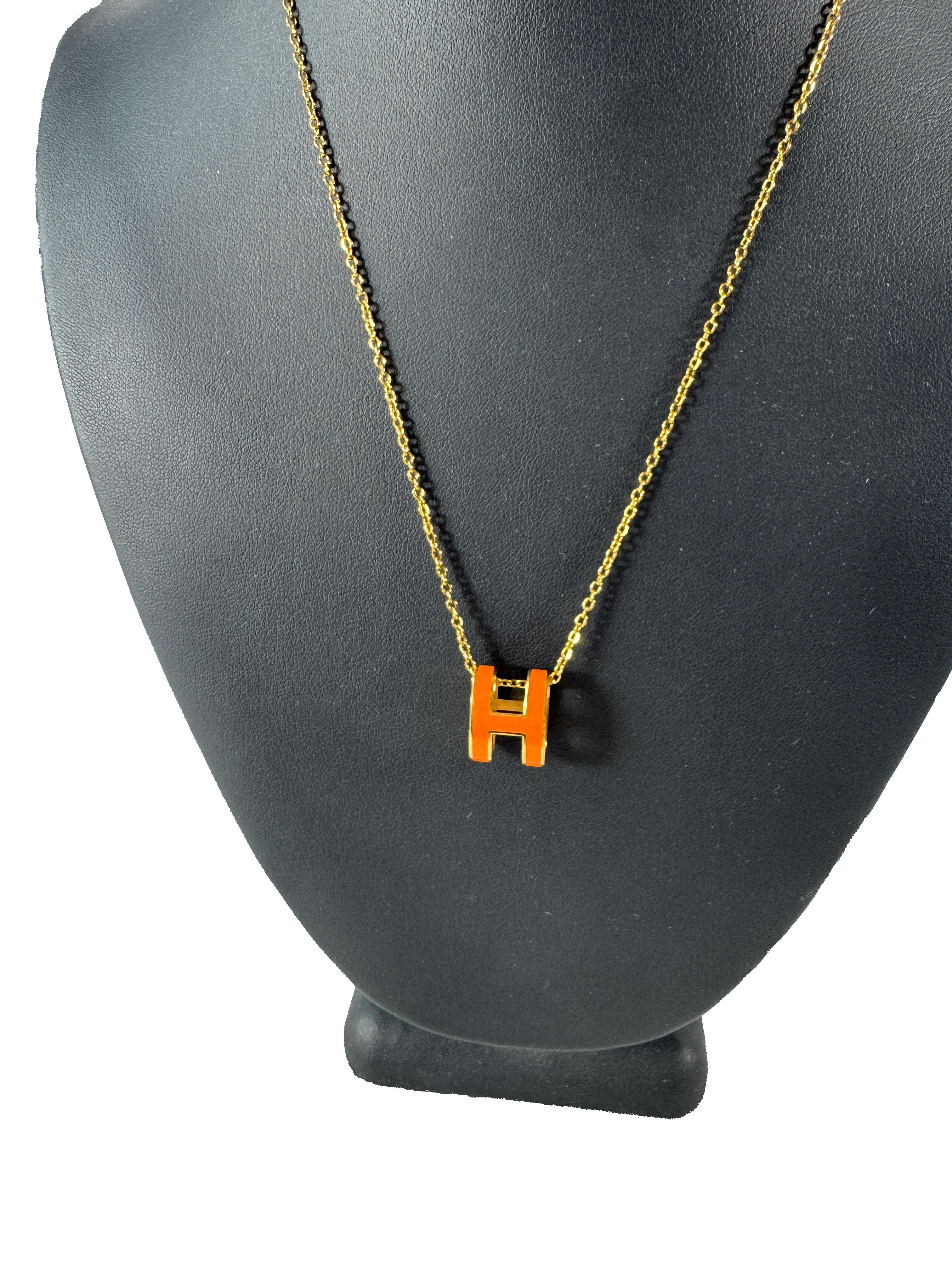 Hermès orange Pop H necklace