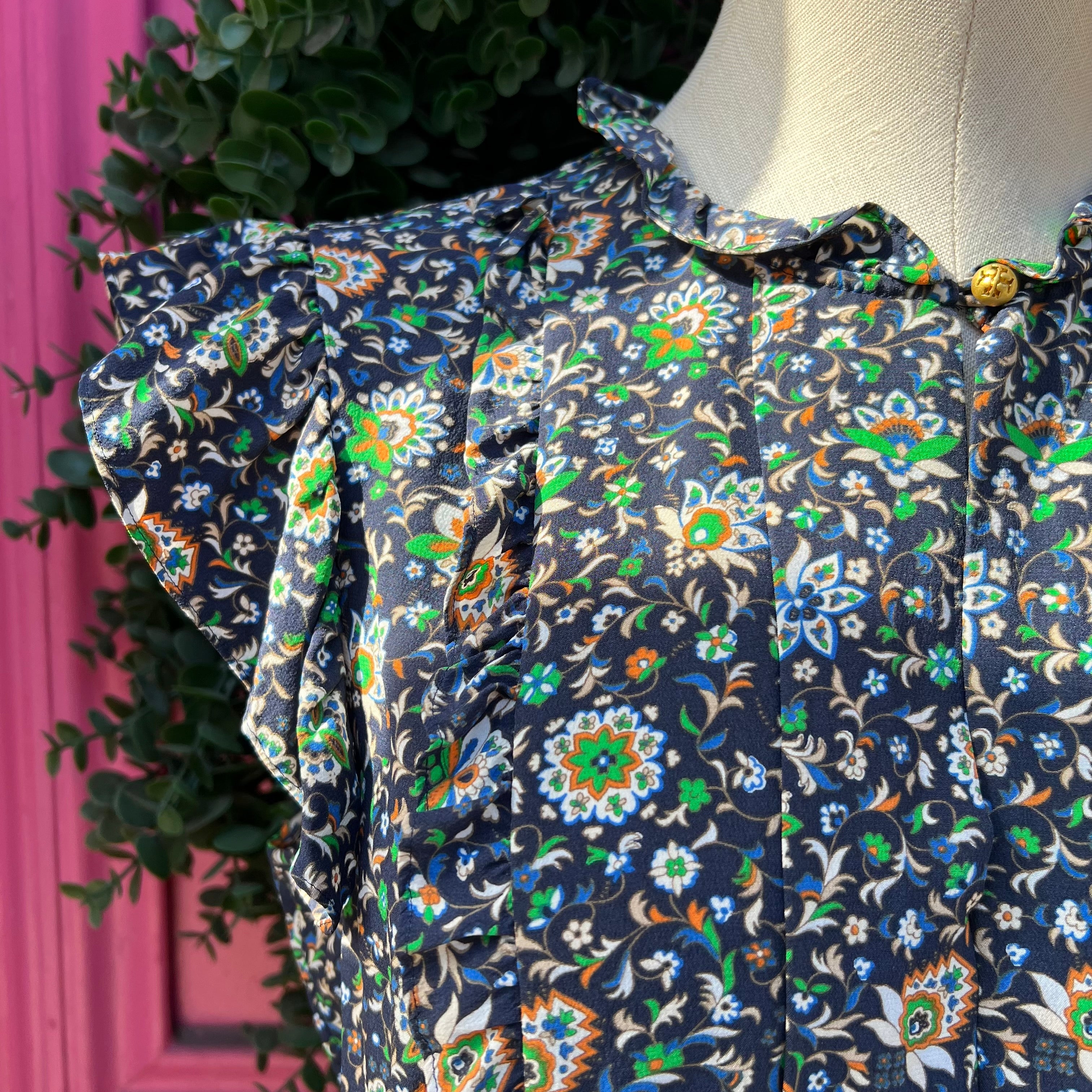 Tory Burch navy floral tank skirt set size 4