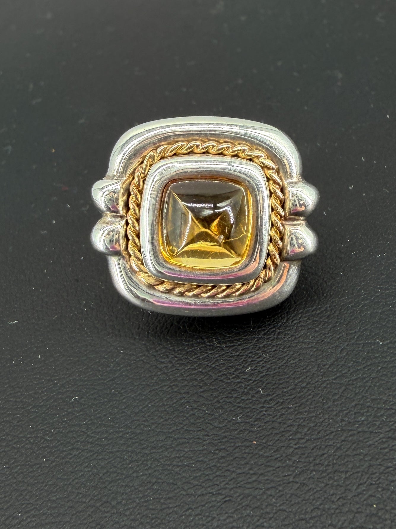 Tiffany & Co sterling silver, yellow gold sugarloaf citrine earrings