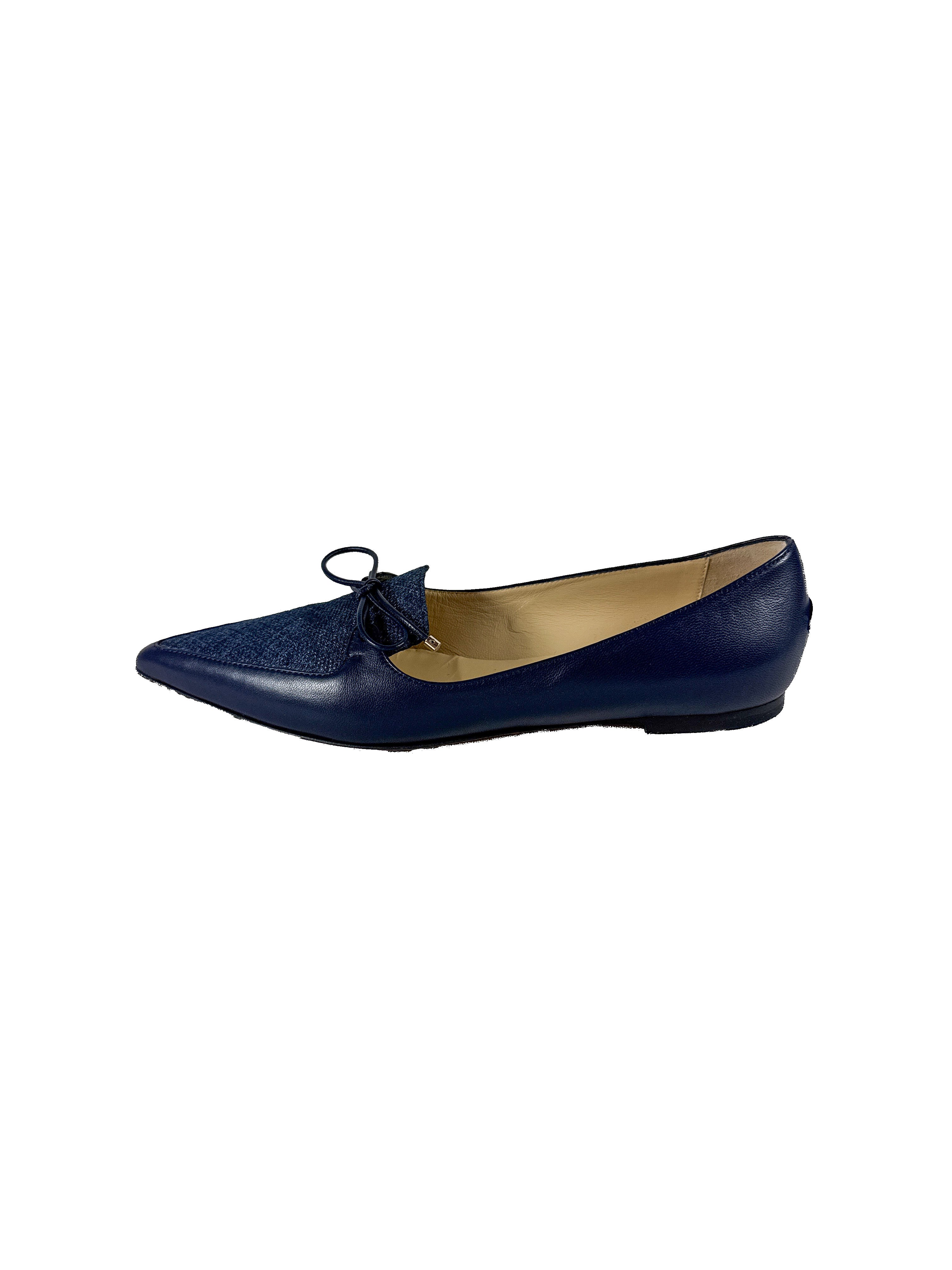 Jimmy Choo navy Genna flats size 38 BOX