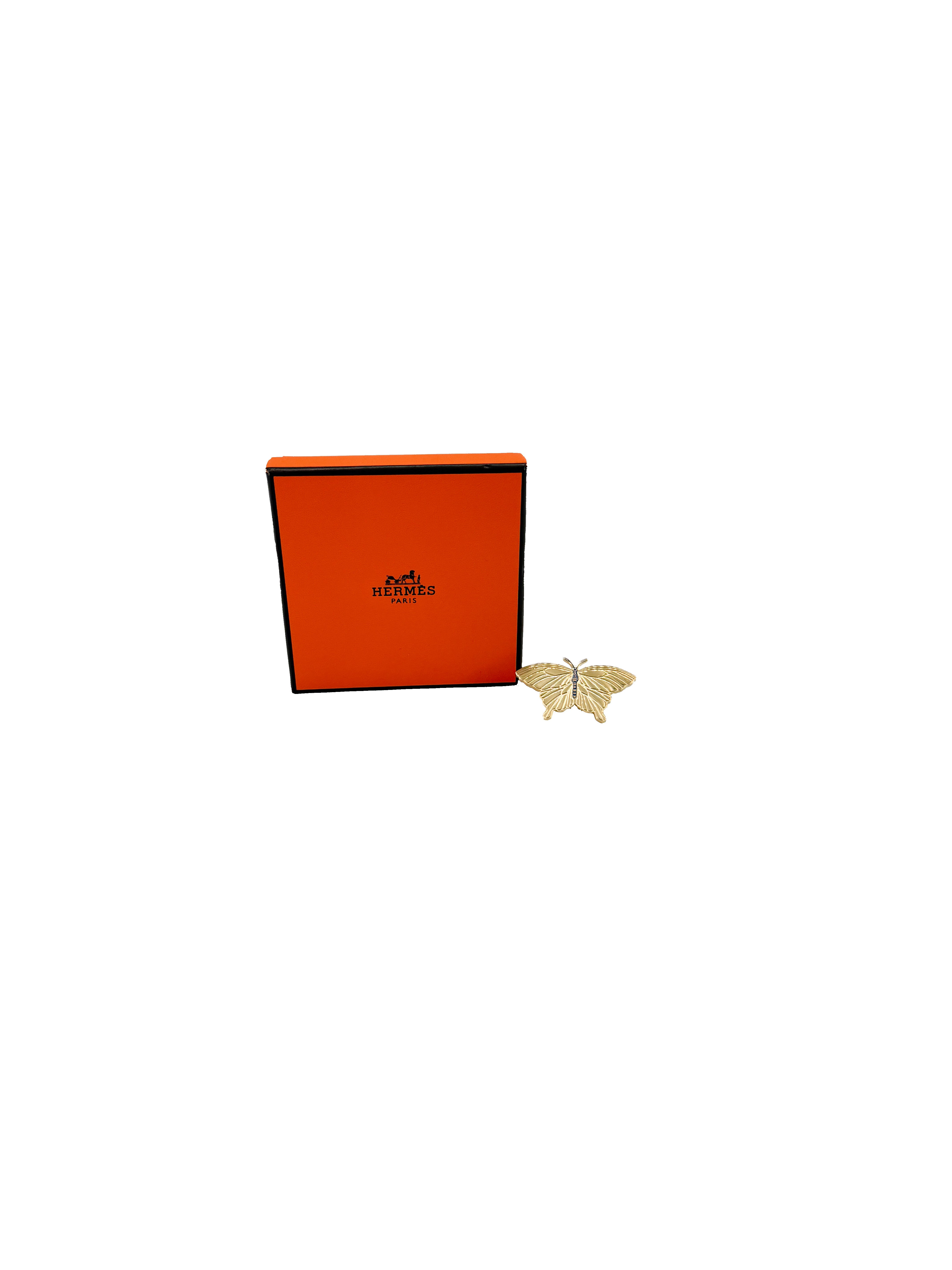 Hermès permabrass Papillon twilly scarf ring