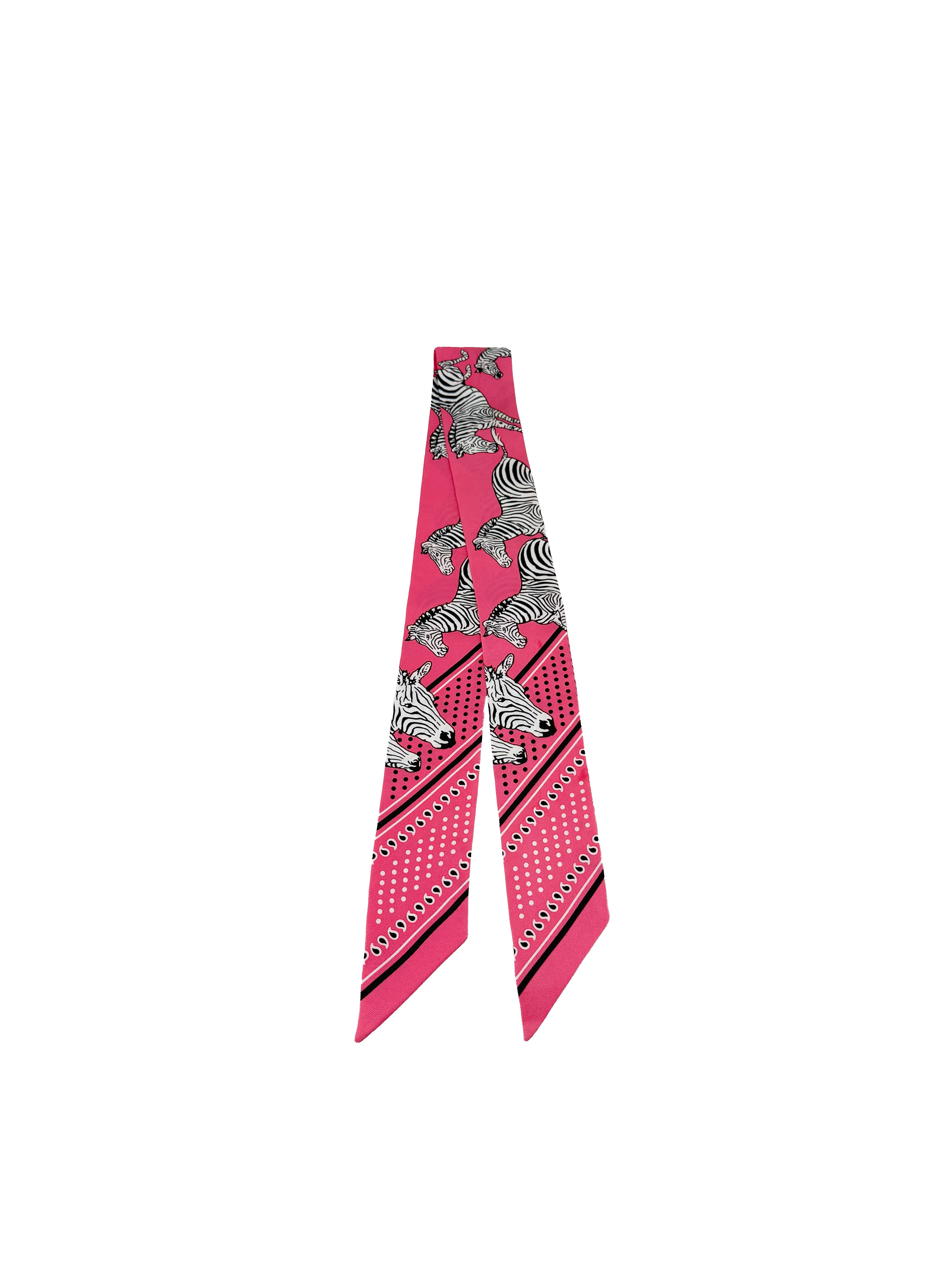 Hermès Les Zebra twilly pink