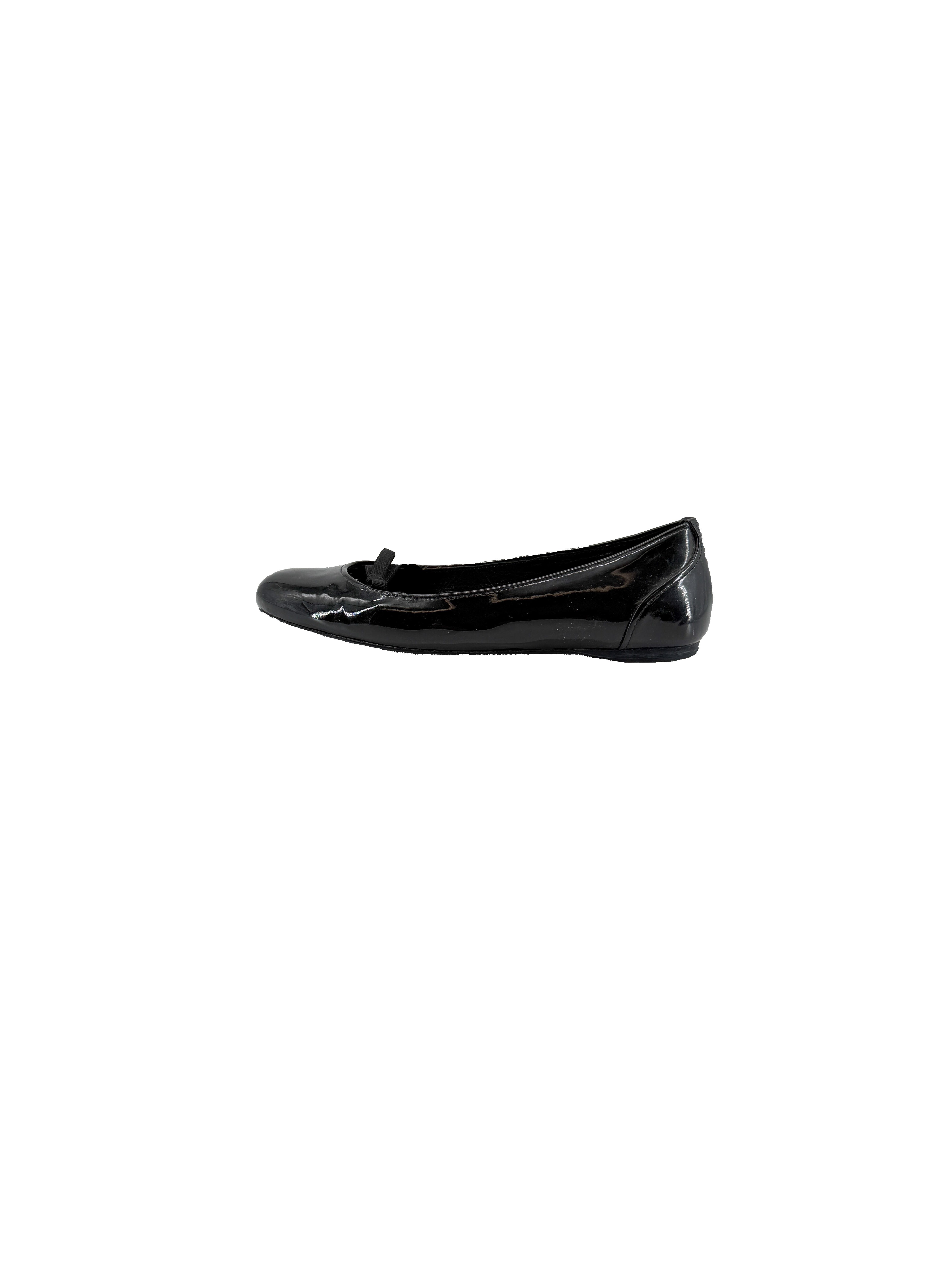 Prada black patent leather flats size 38 *as is*