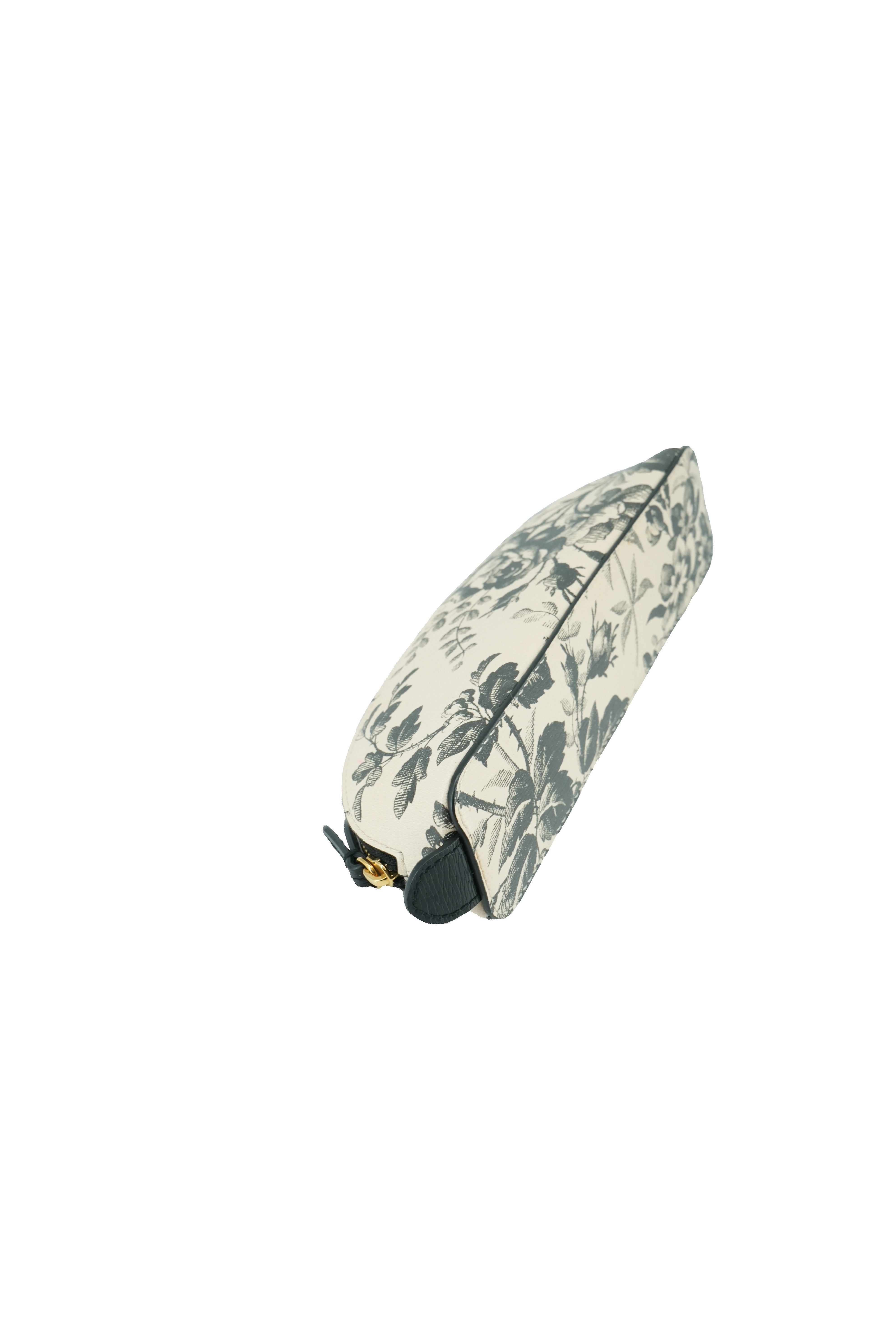 Gucci cream black floral zip pouch 662130 534563