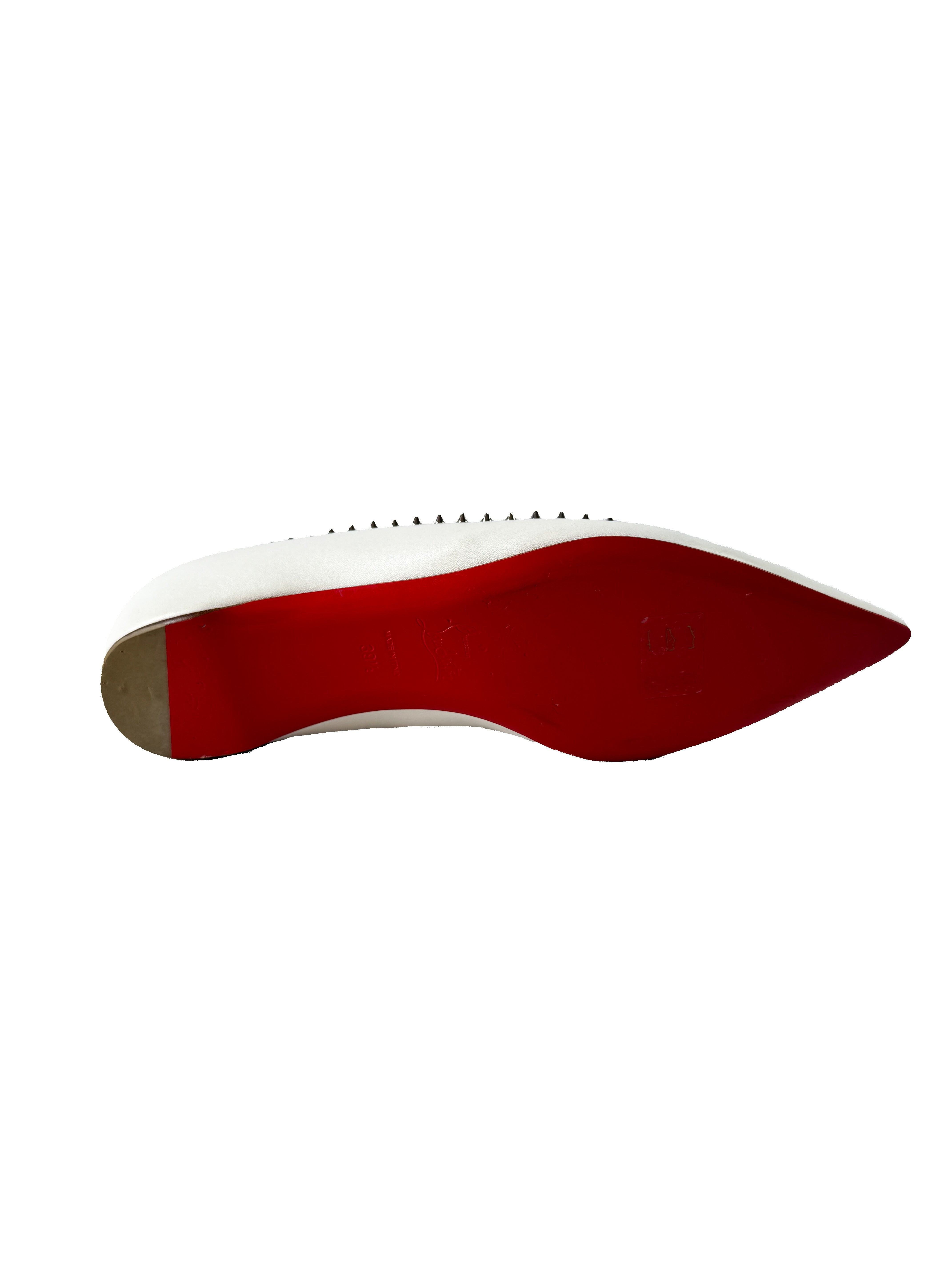 Christian Louboutin white studded Anjalina flat size 39.5 BOX