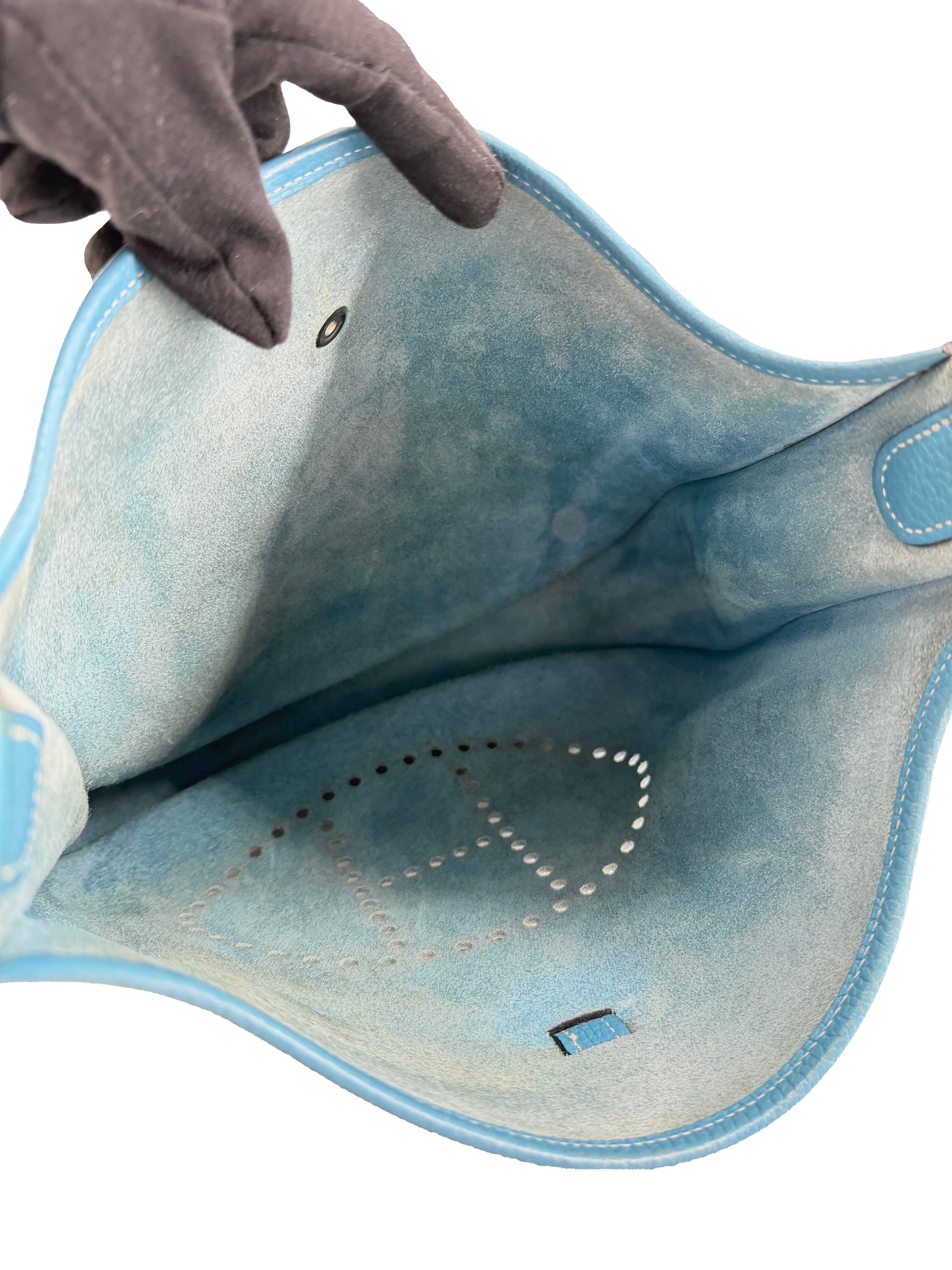 Hermès blue jean Evelyne 1 PM square J