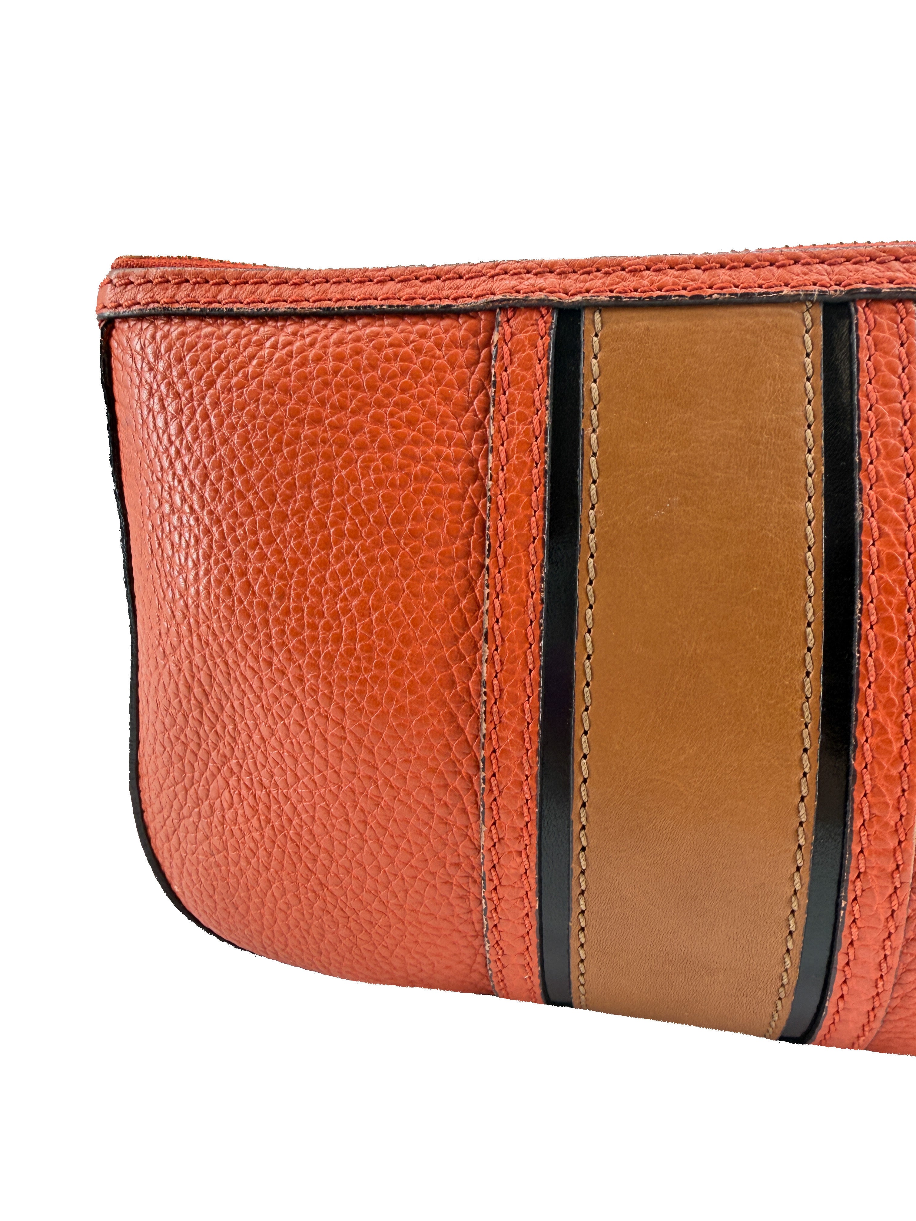 Burberry orange leather wristlet