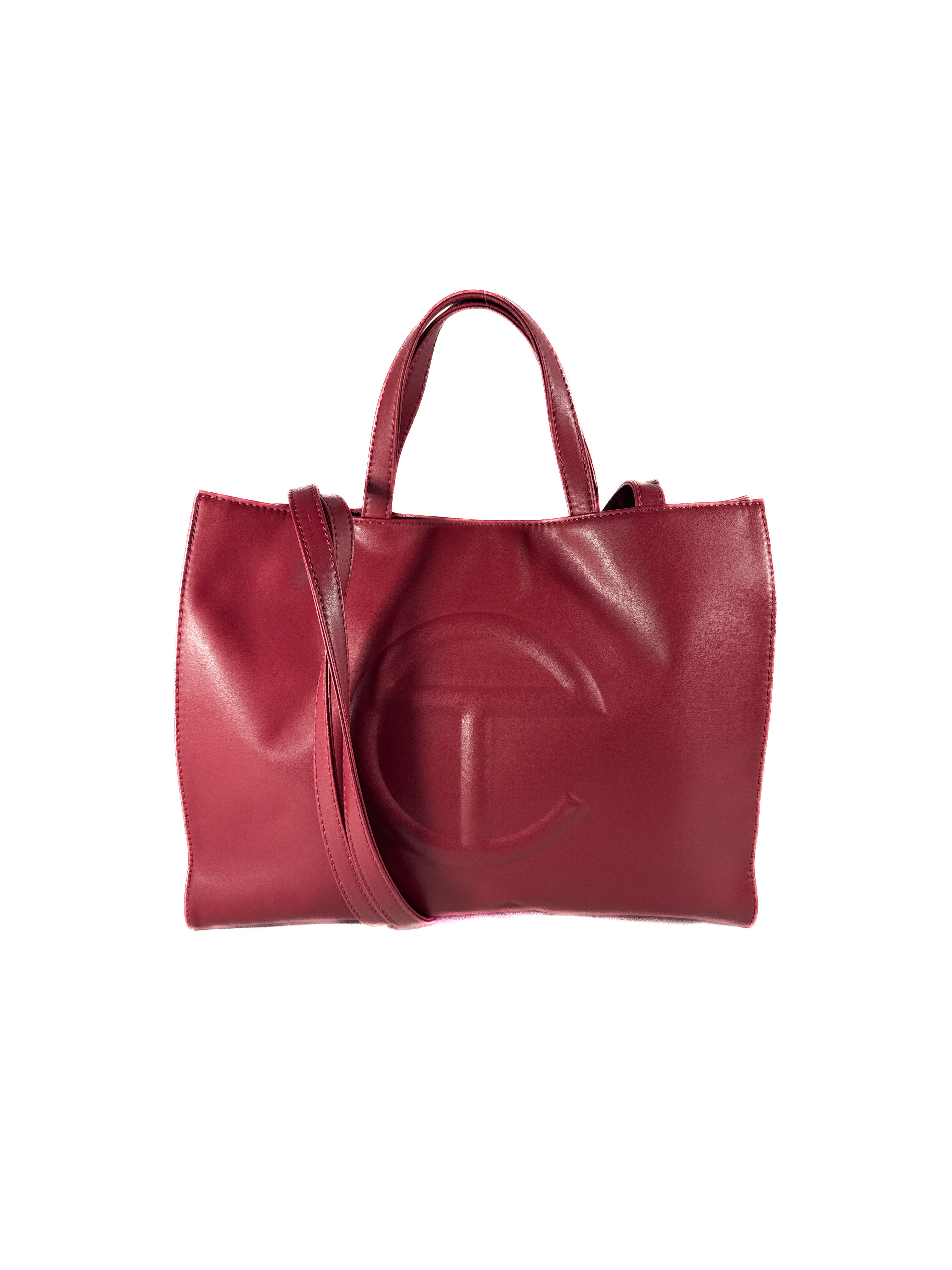 Telfar dark red medium shopping tote