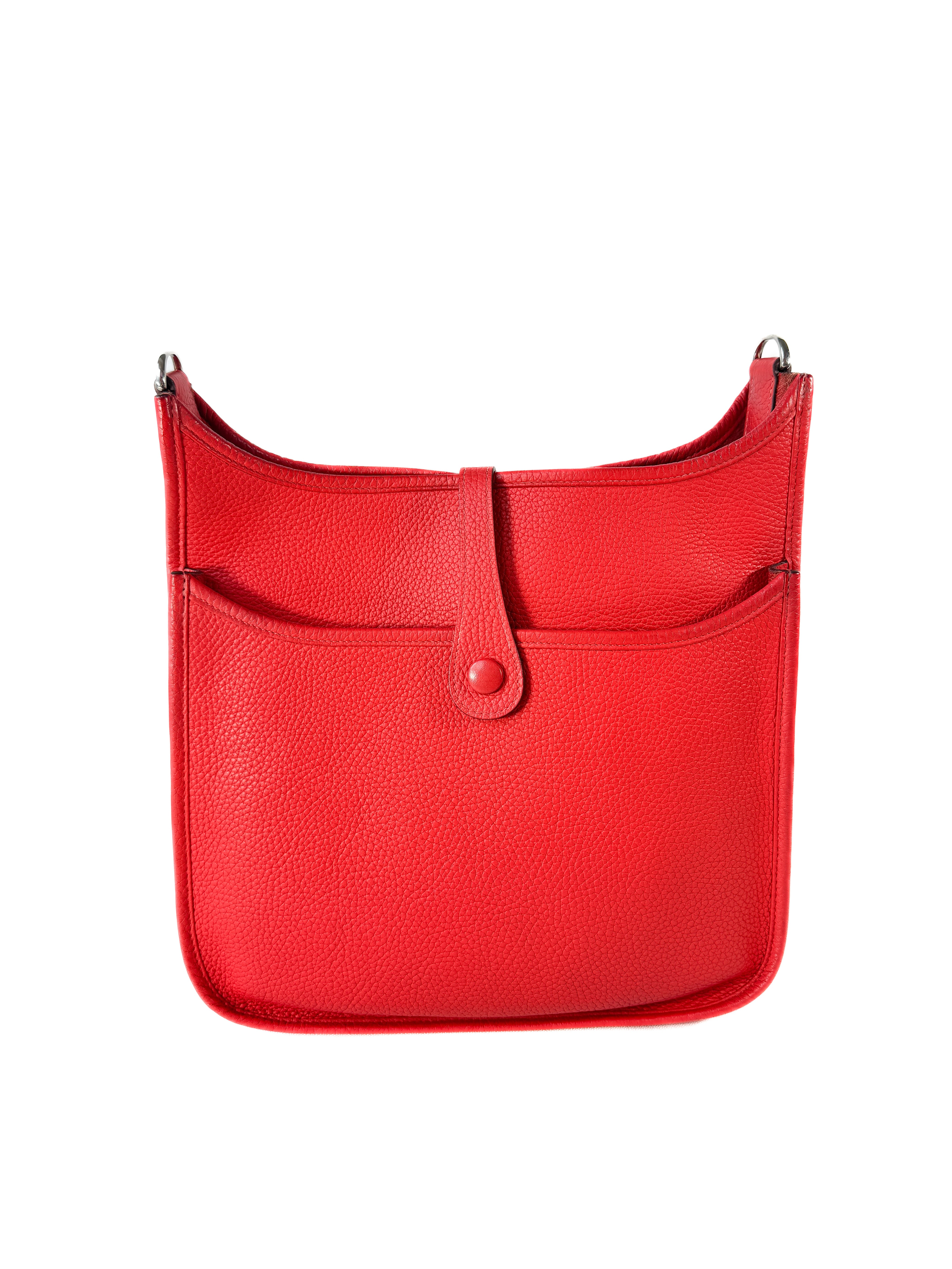 Hermès red leather Evelyne PM (T)