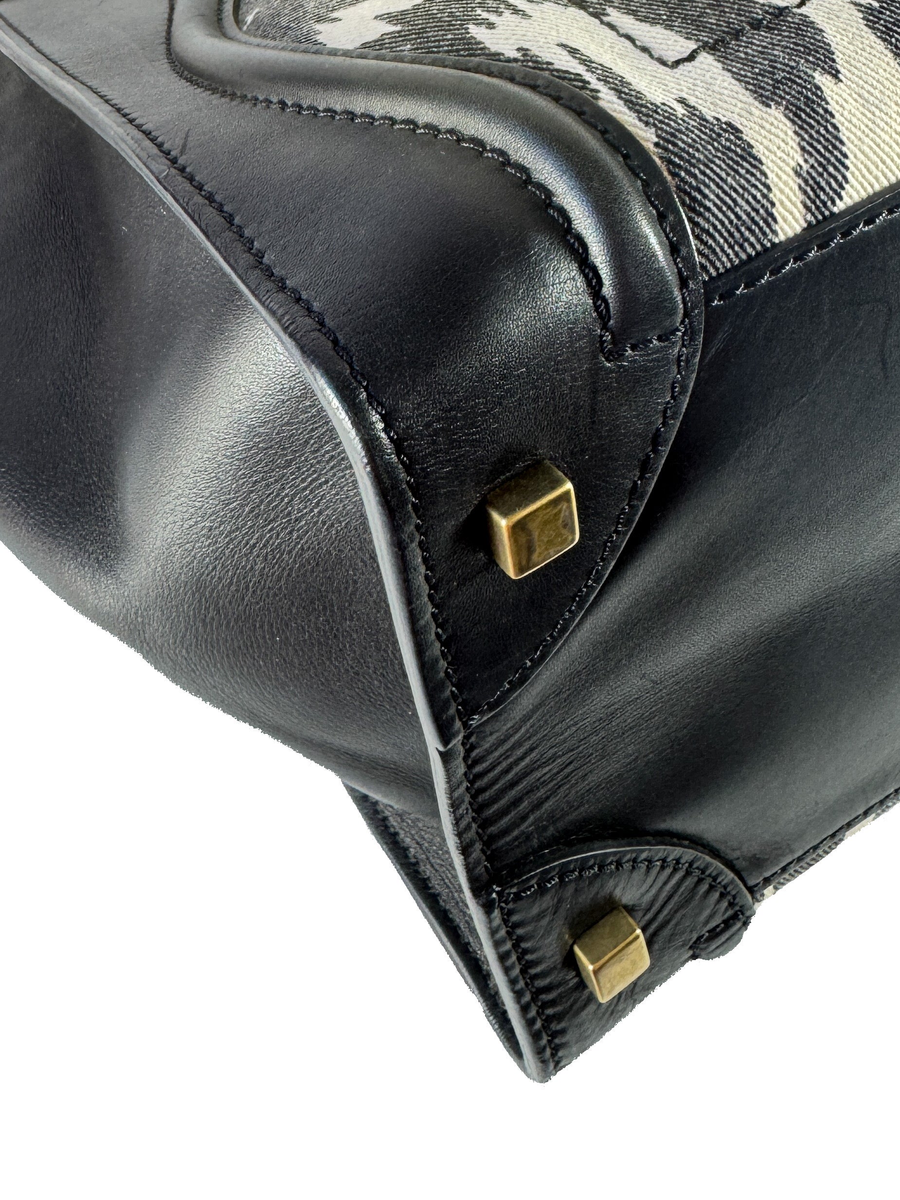 Celine black/white leopard print leather Luggage Mini S-AT-1121 F-CE-1121